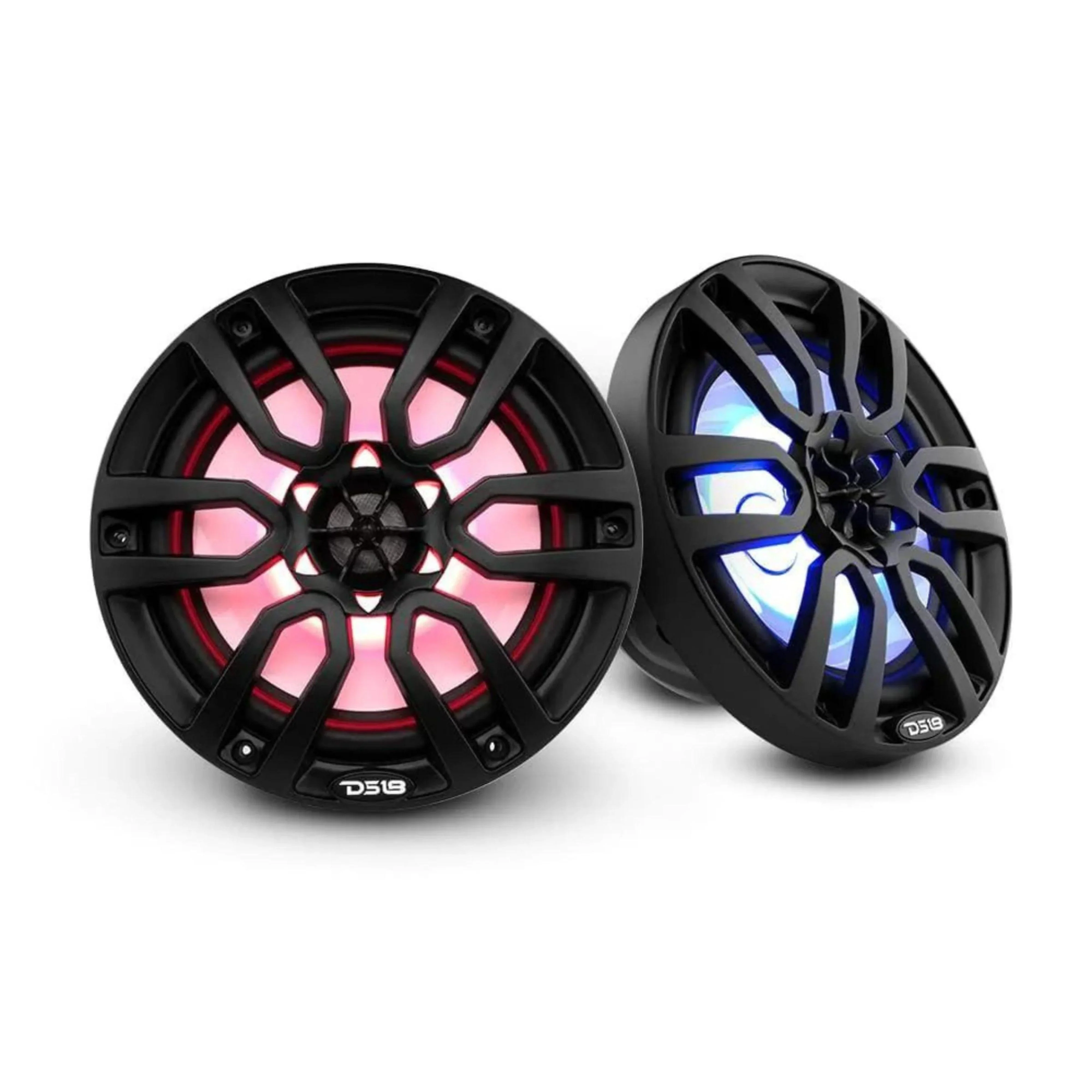 DS18 Pair 8" 125W 4 Ohm Marine Speakers Black Power Sport RGB LED NXL8BK