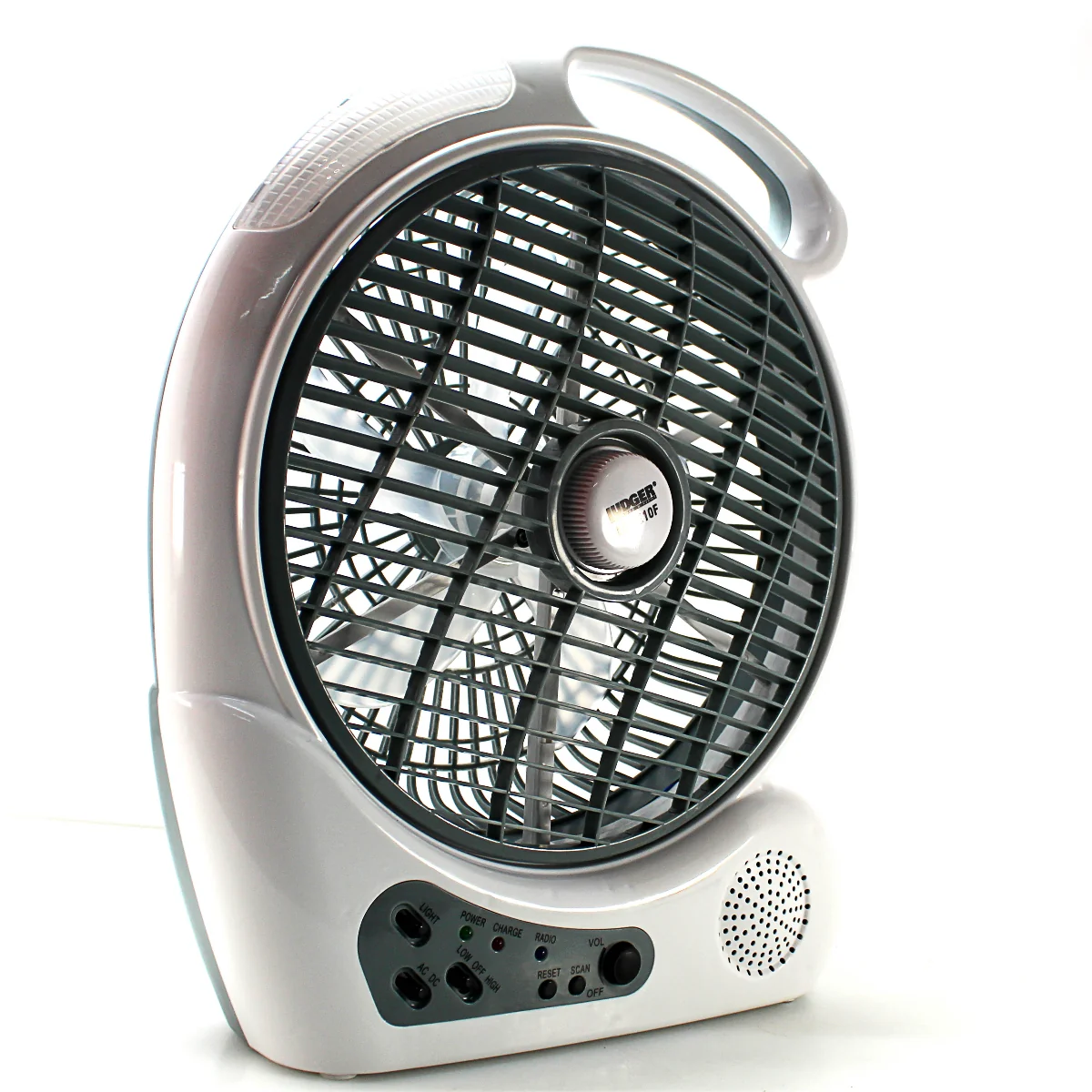 10" 2 Speed Rechargeable Cooling Fan AC/DC Radio USB 5V LED 110 -240 Volts