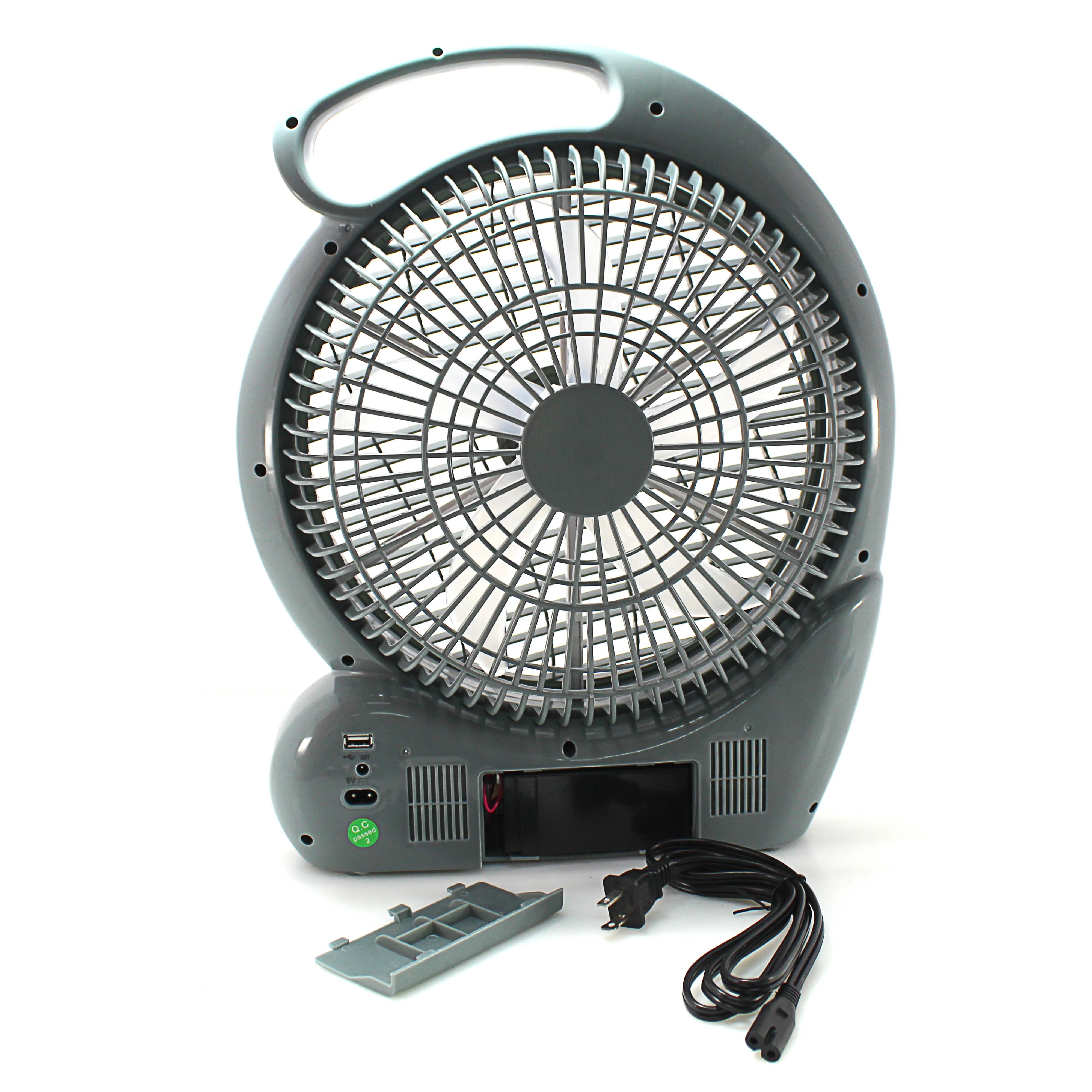 10" 2 Speed Rechargeable Cooling Fan AC/DC Radio USB 5V LED 110 -240 Volts - Image 5