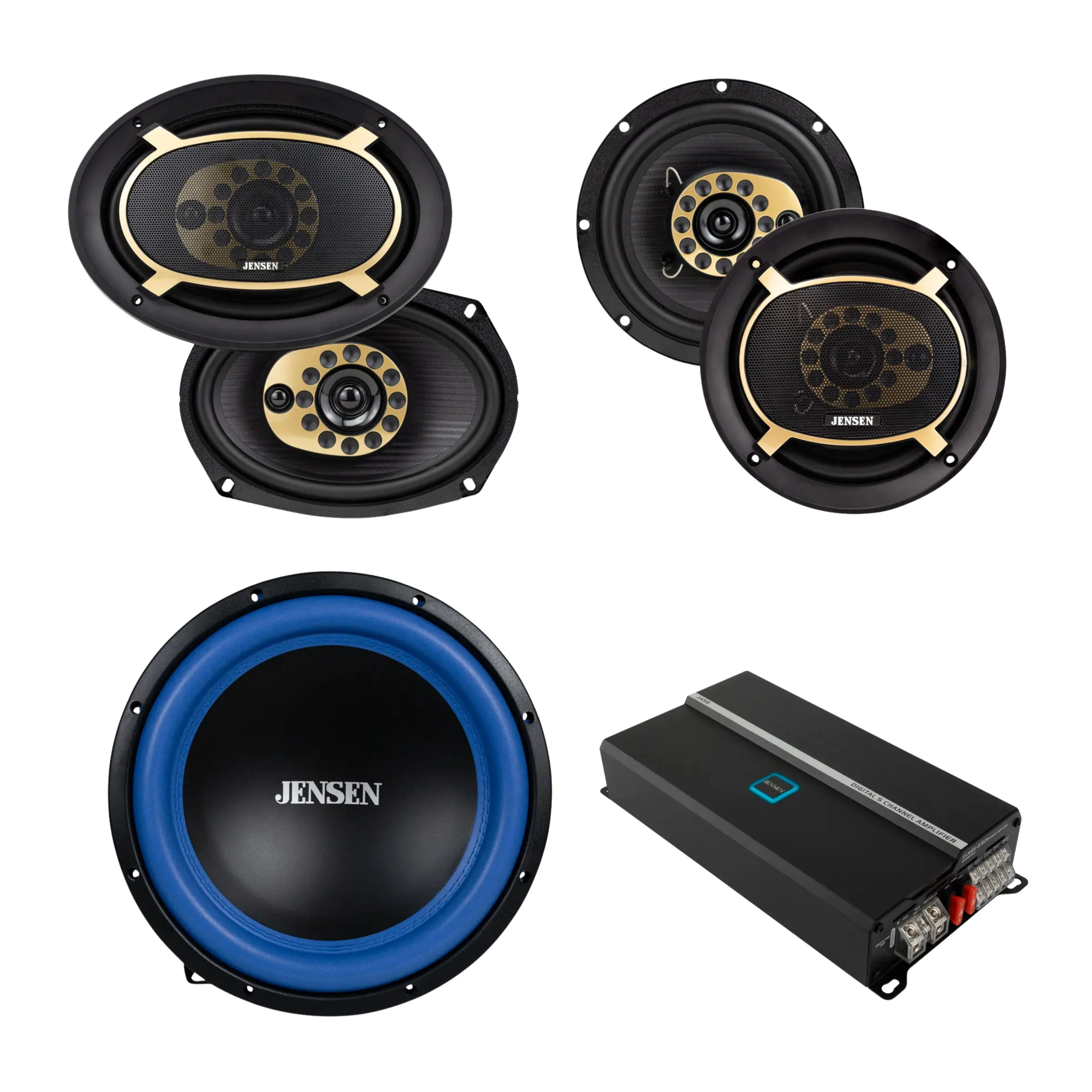 12″ Subwoofer & Pair of 6.5" JS65T & Pair of 6"x9" JS69T Speakers w/ 815W Amp