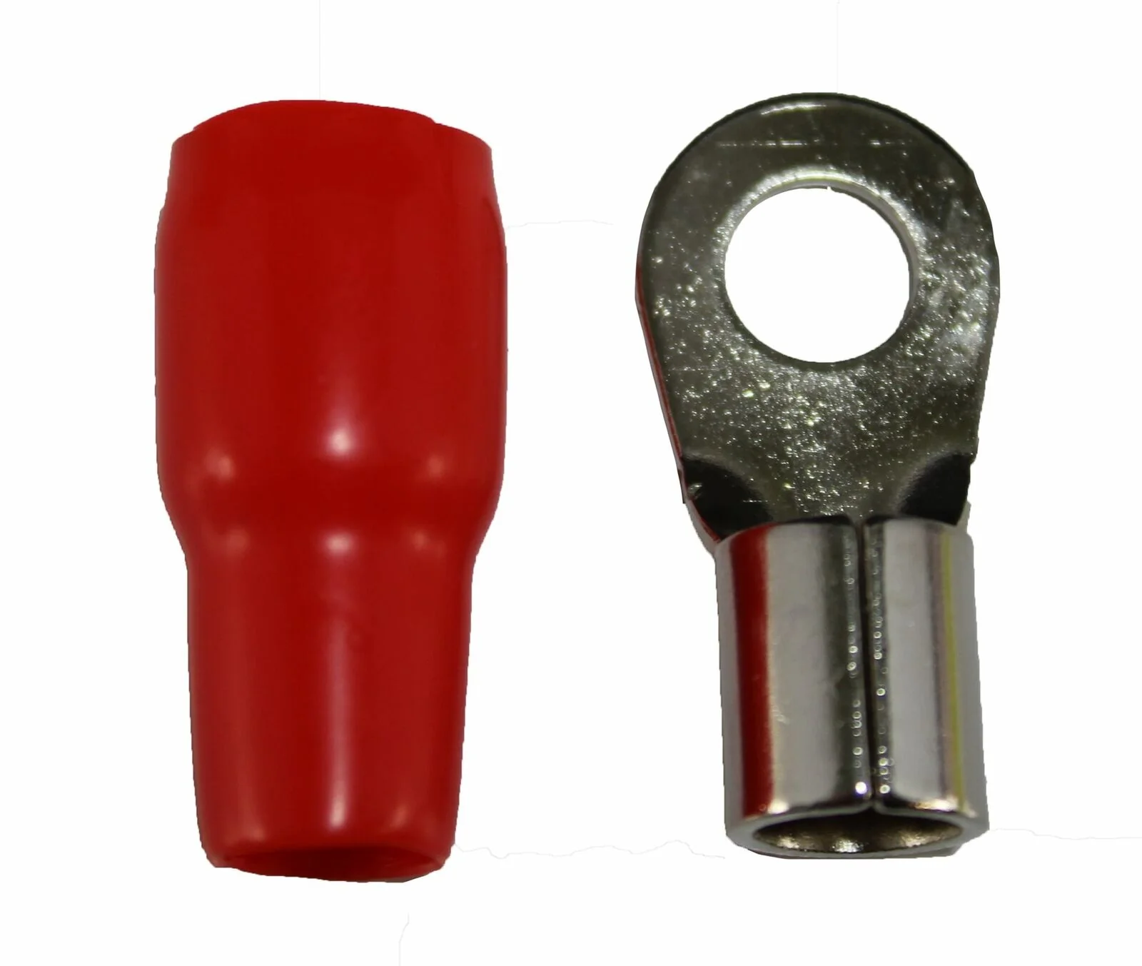 XS Power 20pk, Red 0 AWG 10.5MM Ring Terminals Nickel Plated W/ Boot XS-RT0L-RD - Image 3