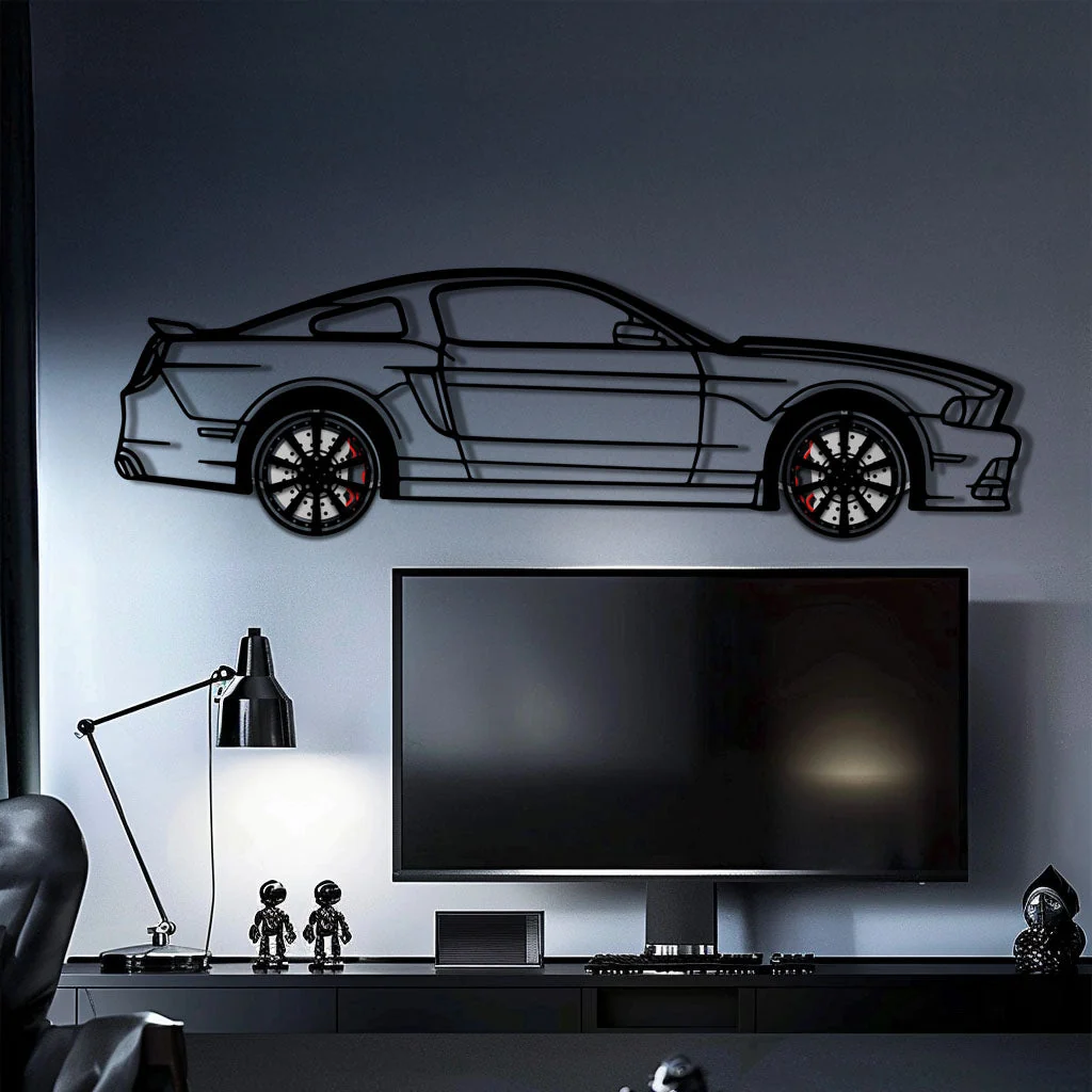 2013 Ford Mustang GT Metal Car Wall Art with Rotating Wheels - S197 Modern Muscle Silhouette - Interactive Automotive Wall Decor- KAFMEKA141 - Image 10