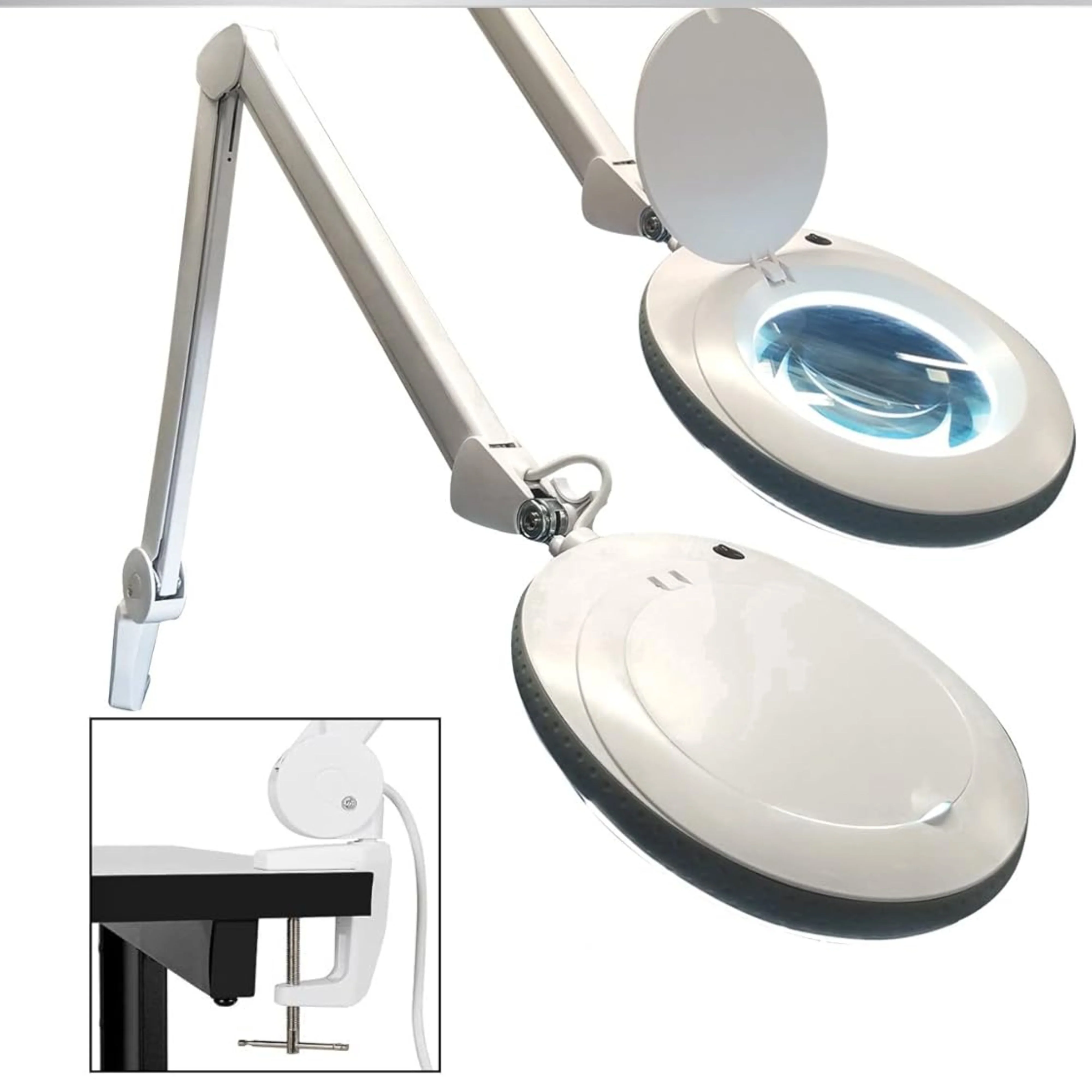 5" Adjustable Arm Magnifier Table Lamp - 760 Lumens, 110-120V