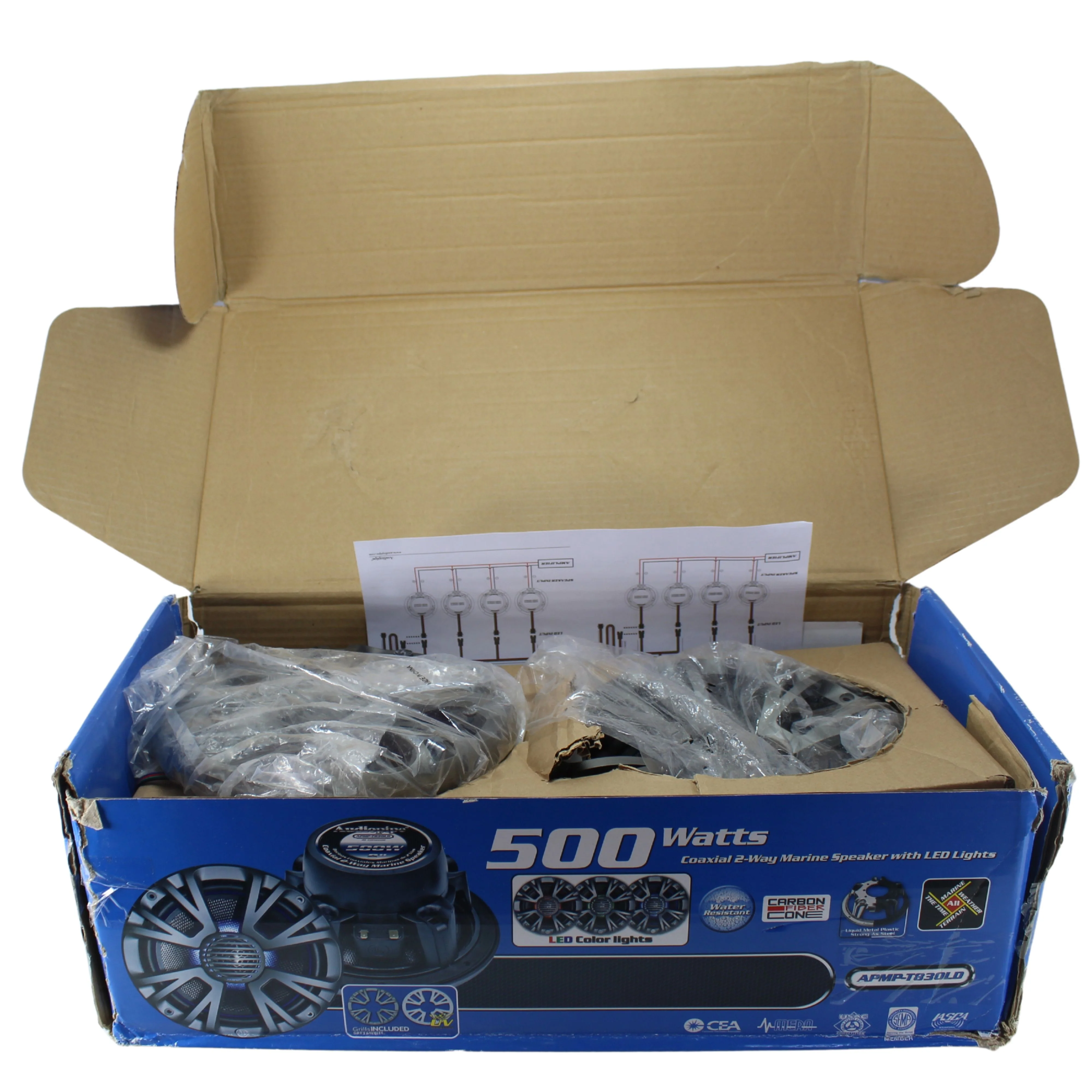 6 " 125W 2-Way Coaxial Marine Speaker w/ LED Pair APMP-T625LD(6.5 Inch) OPEN BOX - Image 2