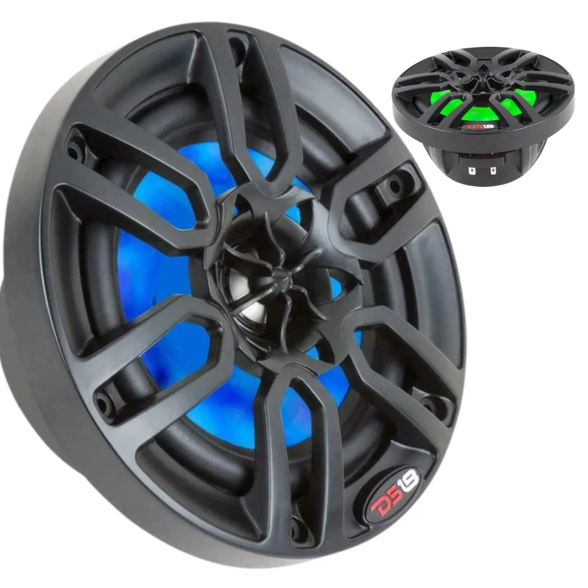 DS18 6.5" 600W 4 Ohm Black Marine Power Sport RGB LED Speakers Pair NXL6BK