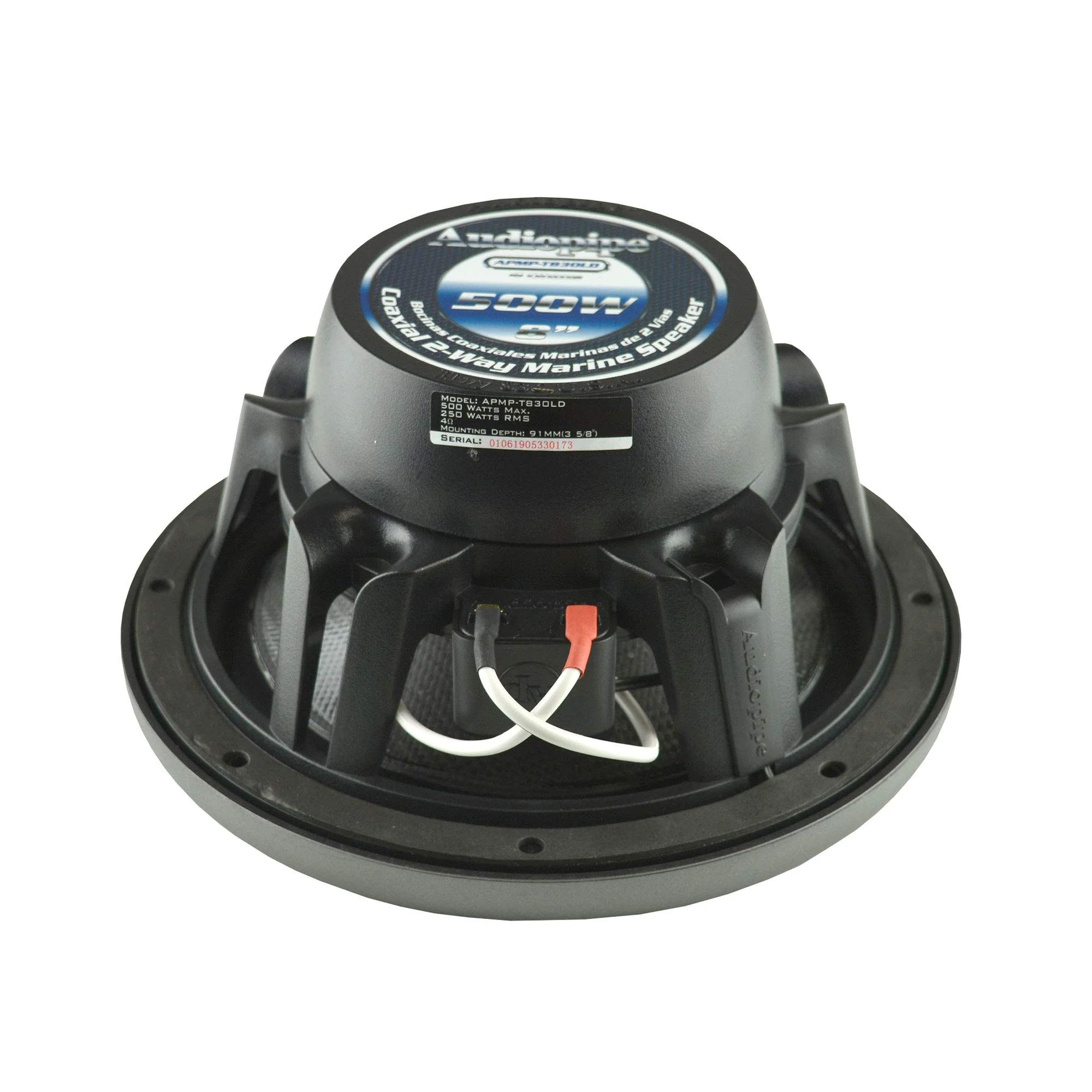 8" Coaxial 250W RMS 4-Ohm 2-Way Marine Speakers w/ LED Lights Audiopipe - Image 2