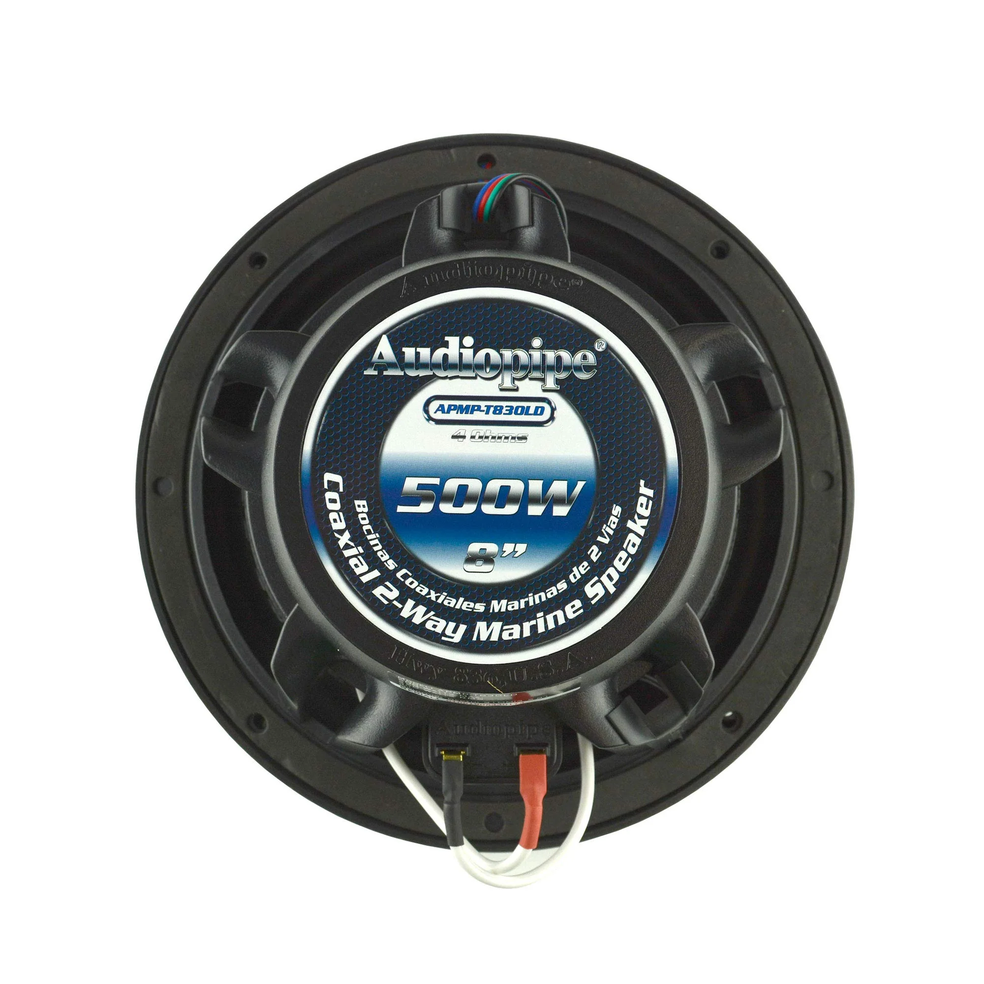 8" Coaxial 250W RMS 4-Ohm 2-Way Marine Speakers w/ LED Lights Audiopipe - Image 3