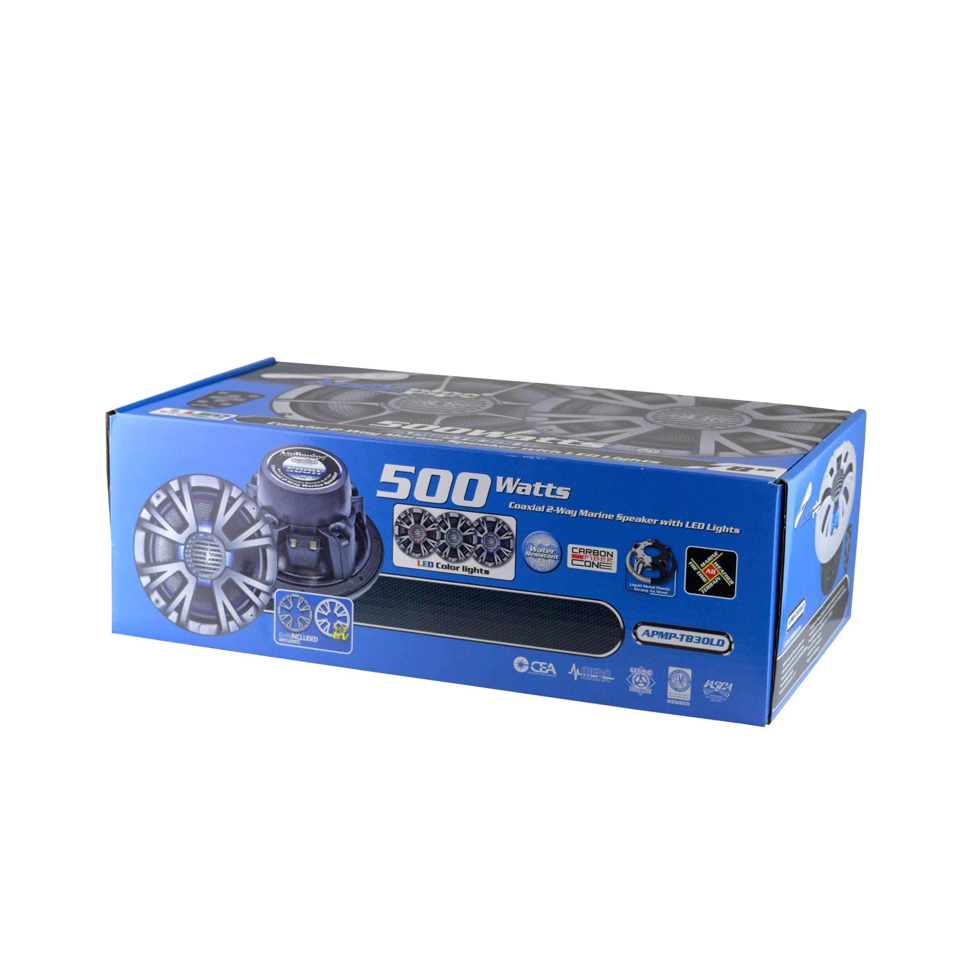 8" Coaxial 250W RMS 4-Ohm 2-Way Marine Speakers w/ LED Lights Audiopipe - Image 7