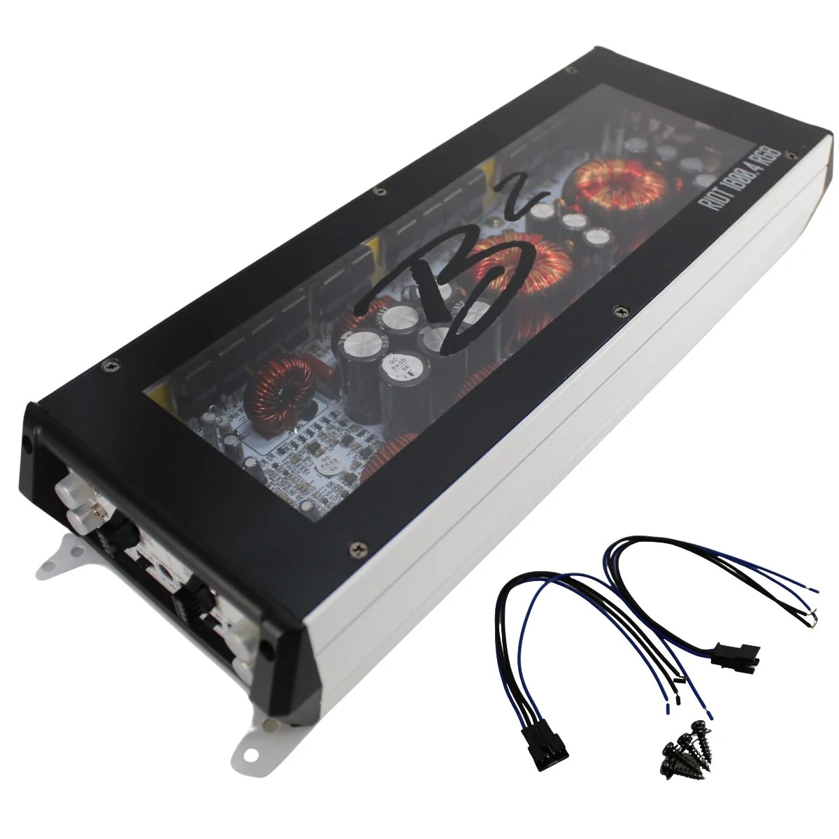 B2 Audio 1800W 2-Ohm Class D Half Bridge 4ch Amp w/ RGB LED Lights RIOT Series