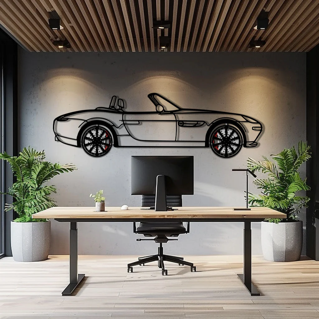 BMW Z8 Metal Car Wall Art with Rotating Wheels - Classic Luxury Roadster Silhouette - Interactive Automotive Wall Decor - KAFMEKA115 - Image 10