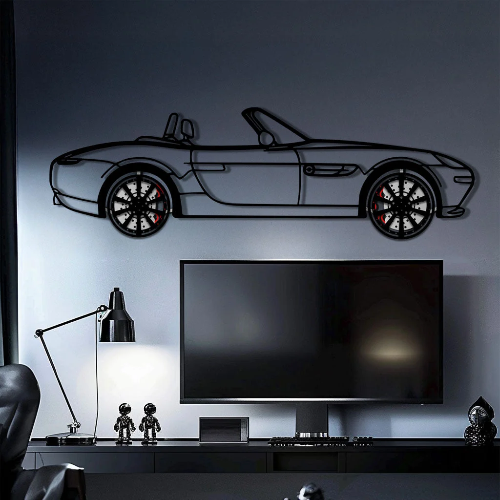 BMW Z8 Metal Car Wall Art with Rotating Wheels - Classic Luxury Roadster Silhouette - Interactive Automotive Wall Decor - KAFMEKA115 - Image 2
