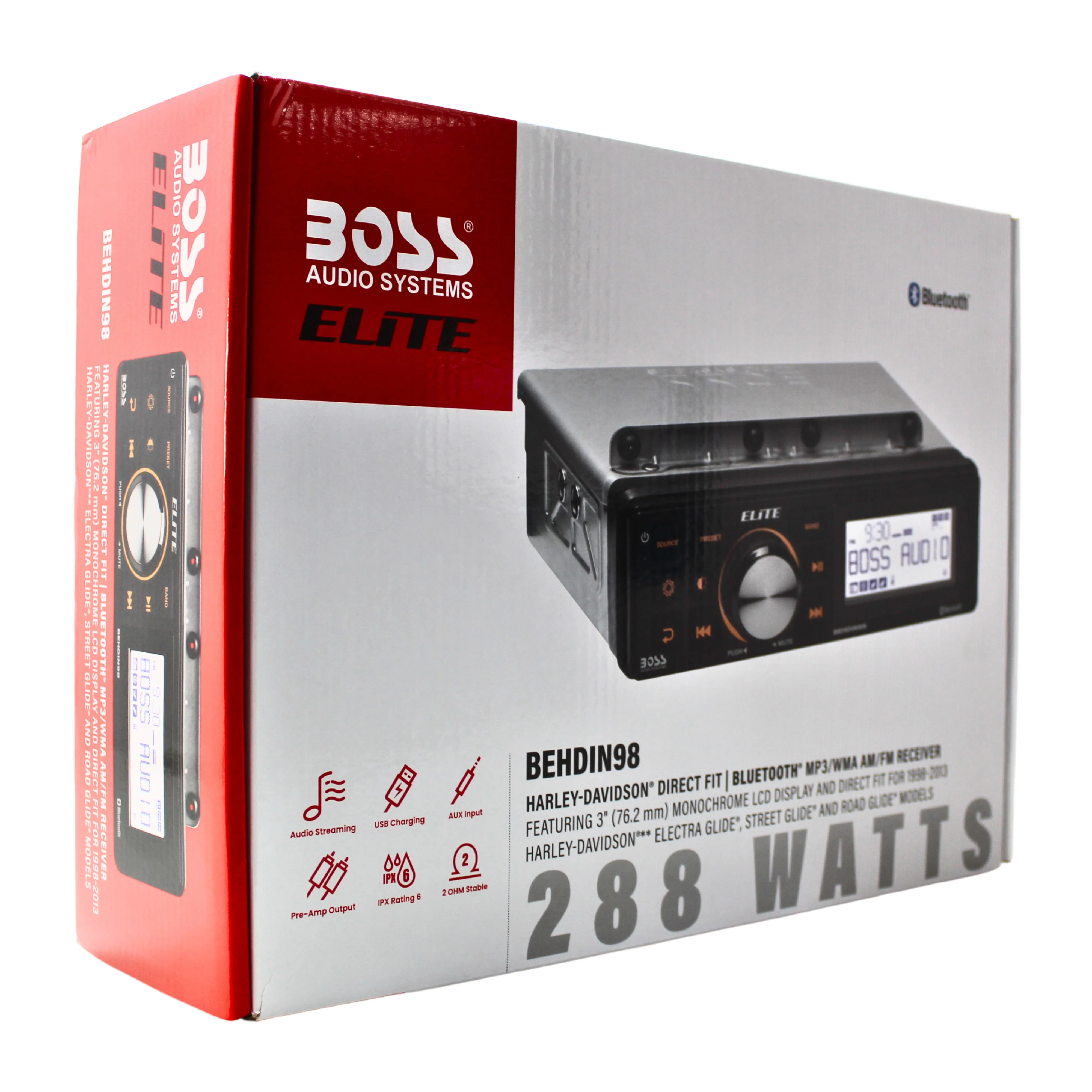 Boss Elite Harley 98-13 Bluetooth Receiver 3" BEHDIN98/W FREE DS18 5 SPEAKERS - Image 8