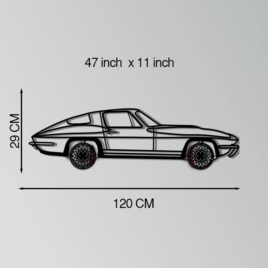 Chevrolet Corvette C3 Stingray Metal Car Wall Art with Rotating Wheels - Classic American Muscle Silhouette - Interactive Automotive Decor - KAFMEKA120 - Image 11