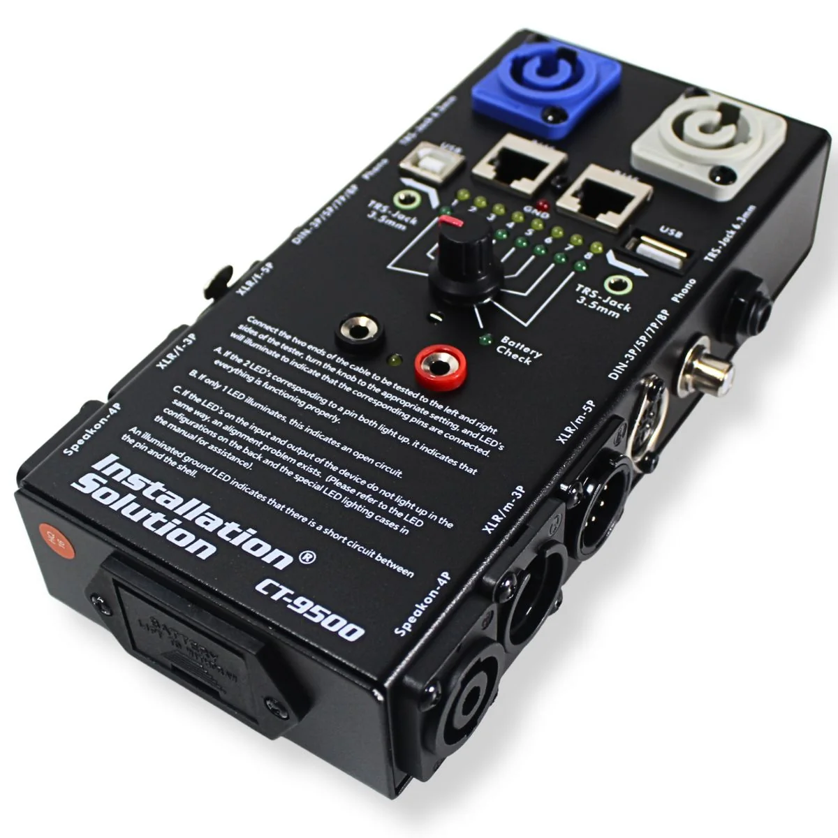 CT-9500 Universal Cable Tester for XLR, TRS, RCA, RJ45, USB, and SpeakON Cables - Image 3