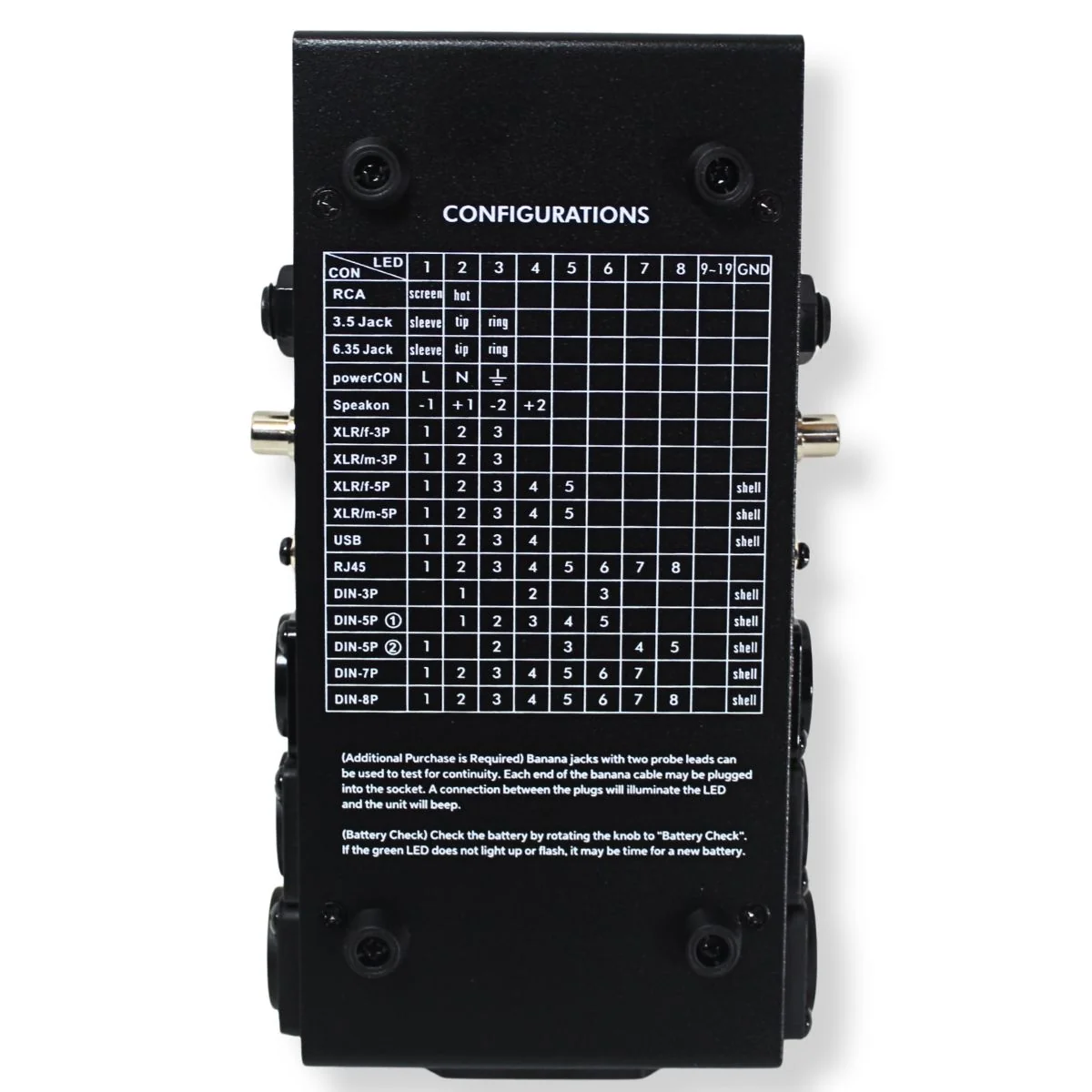 CT-9500 Universal Cable Tester for XLR, TRS, RCA, RJ45, USB, and SpeakON Cables - Image 4