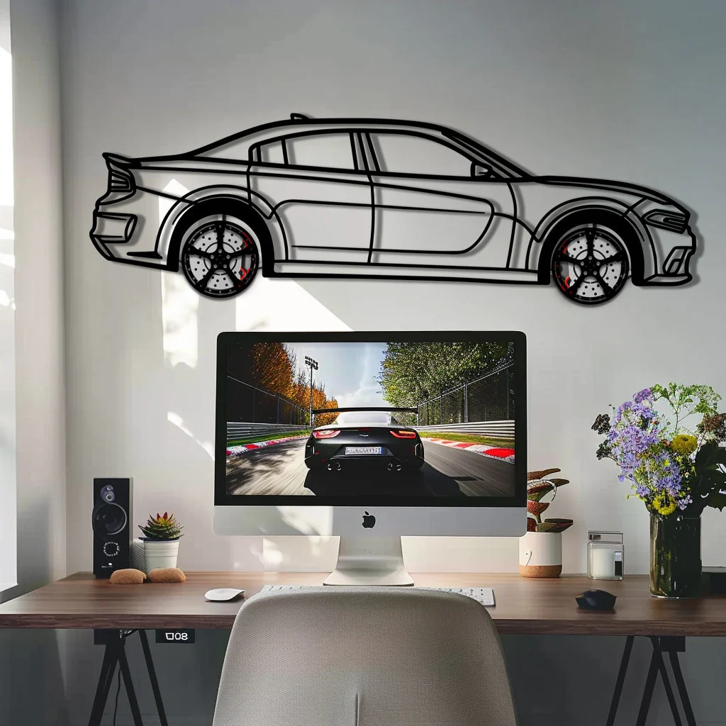 Dodge Charger SRT Metal Car Wall Art with Rotating Wheels - Modern American Muscle Silhouette - Interactive Automotive Wall Decor - KAFMEKA121 - Image 8