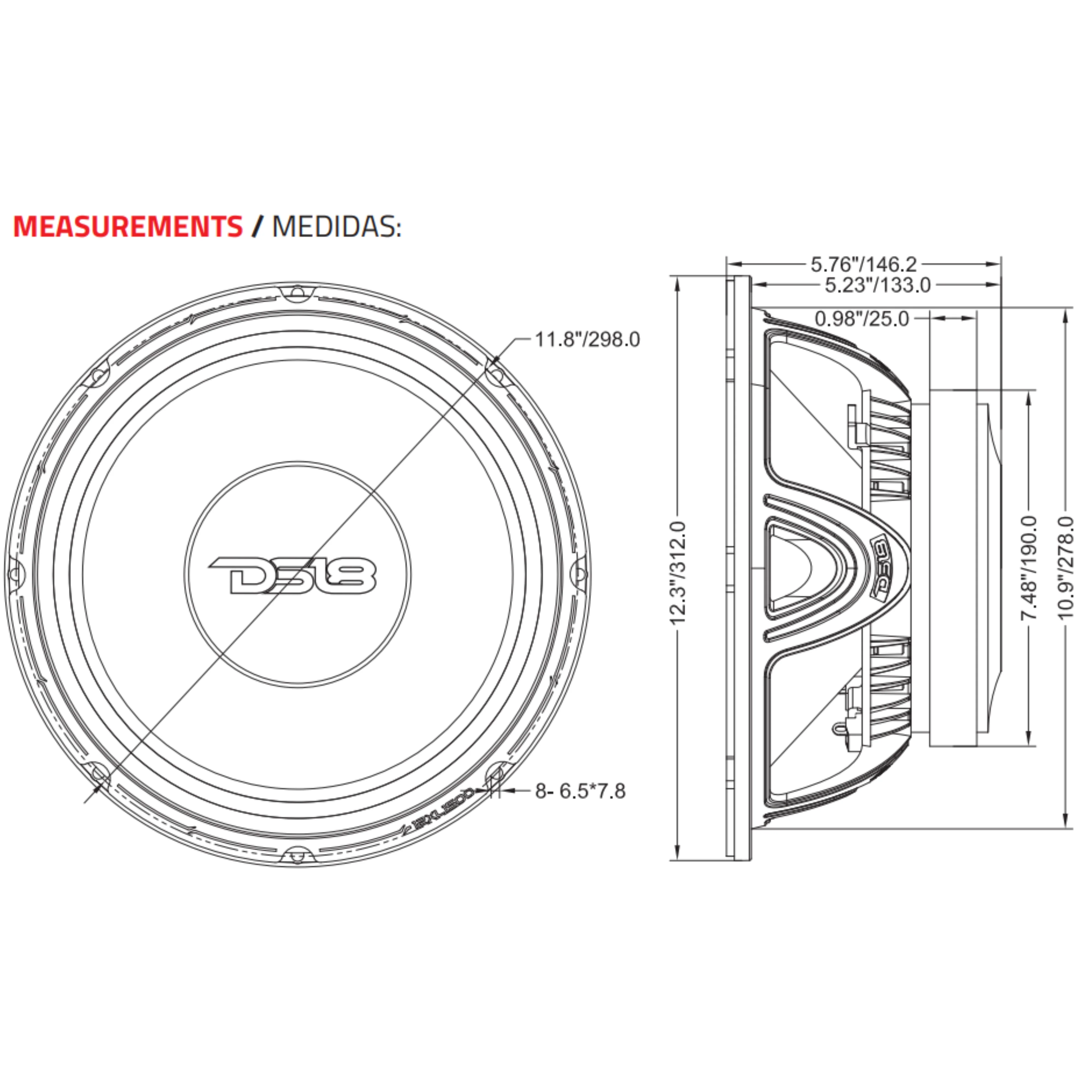 DS18 12" XL Series Mid-Range Loudspeaker 750 Watts Rms 4-Ohm12XL1500-4 - Image 6
