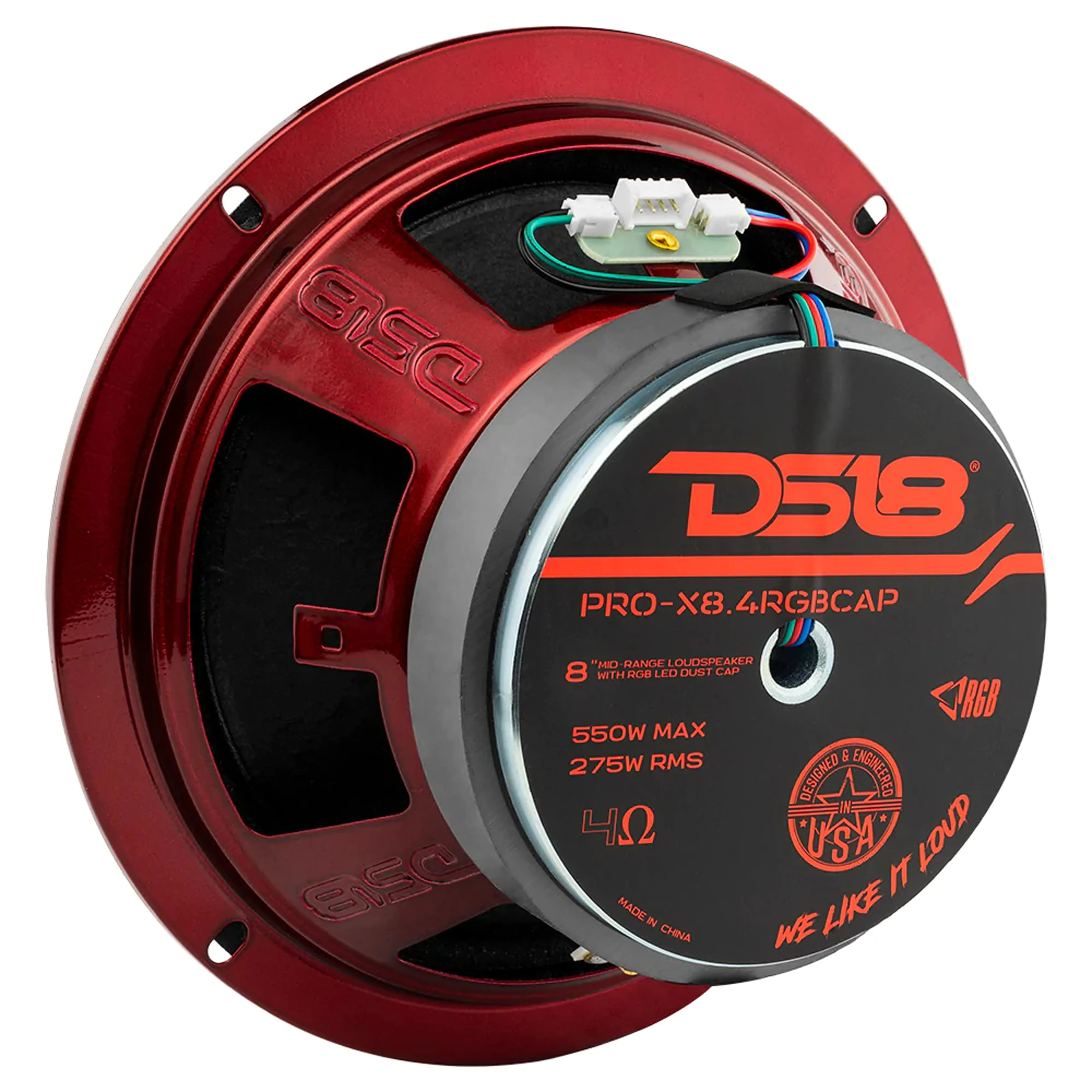DS18 8" 4 Ohm 550W Midrange Loudspeaker w/ RGB LED Lights PRO-X8.4RGBCAP - Image 3