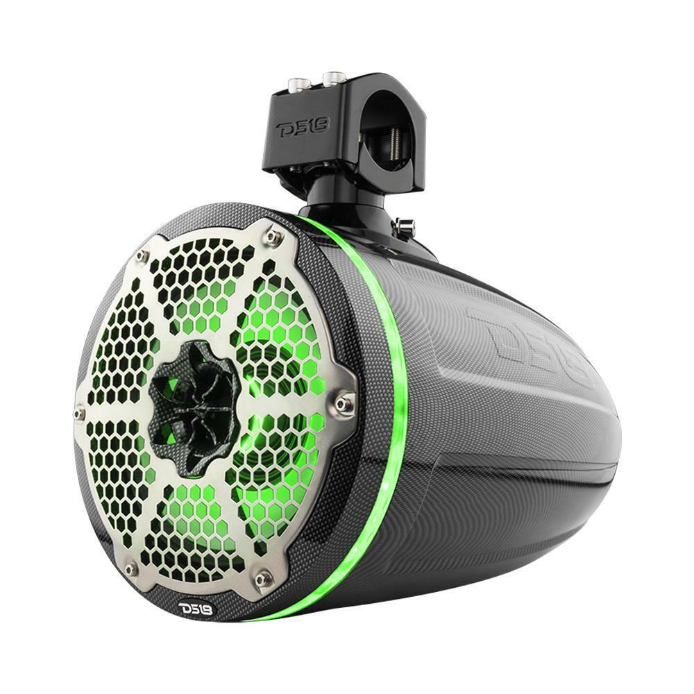DS18 8" 540W 4 Ohm Neo Marine Carbon Fiber Towers w/ RGB LED & Passive Radiator - Image 3