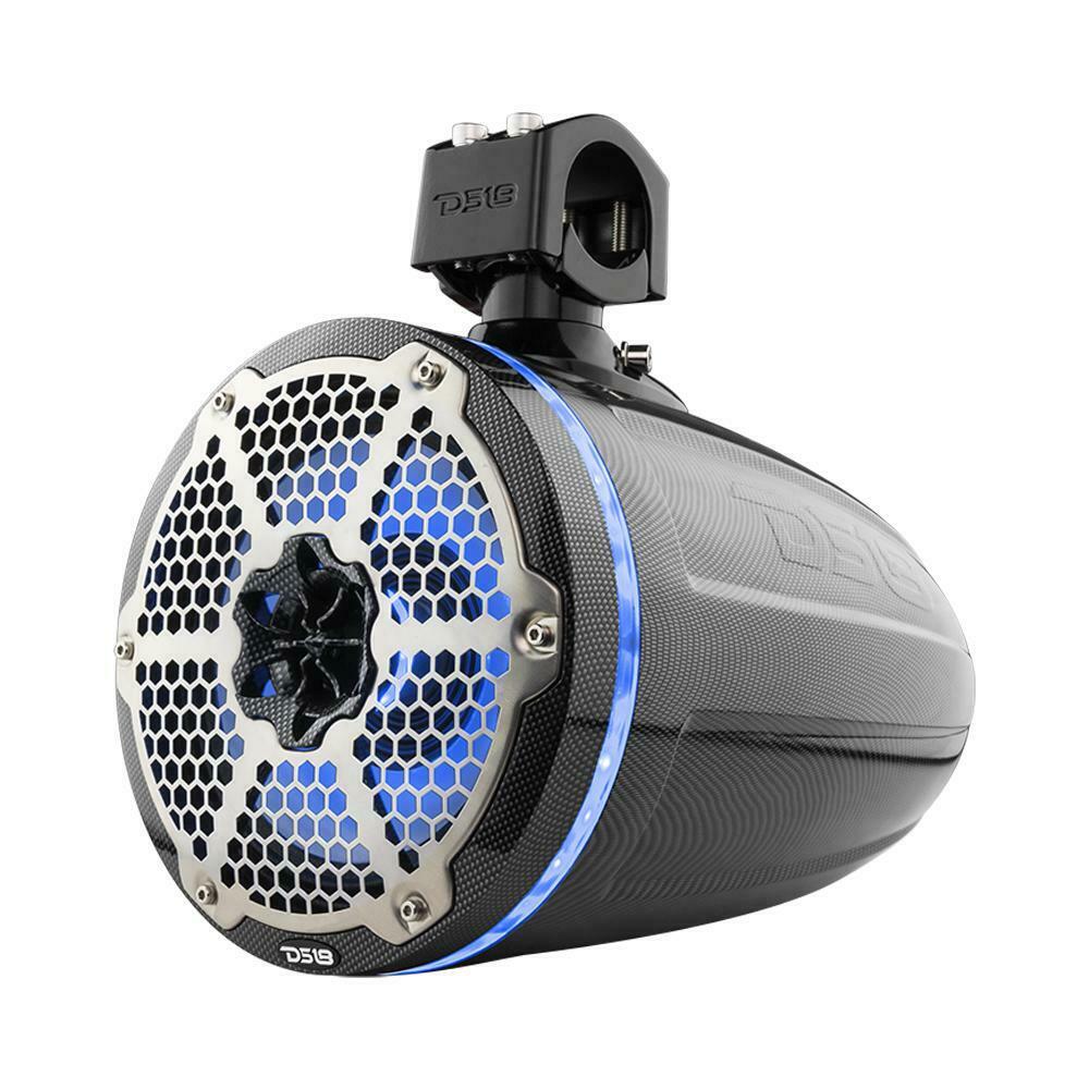 DS18 8" 540W 4 Ohm Neo Marine Carbon Fiber Towers w/ RGB LED & Passive Radiator - Image 5