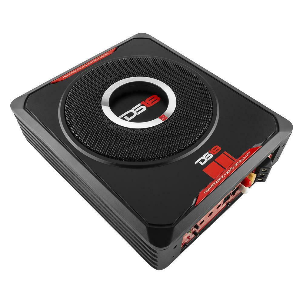 DS18 8" 600W Under-Seat Compact Car Amplified Black Subwoofer SQBASS8