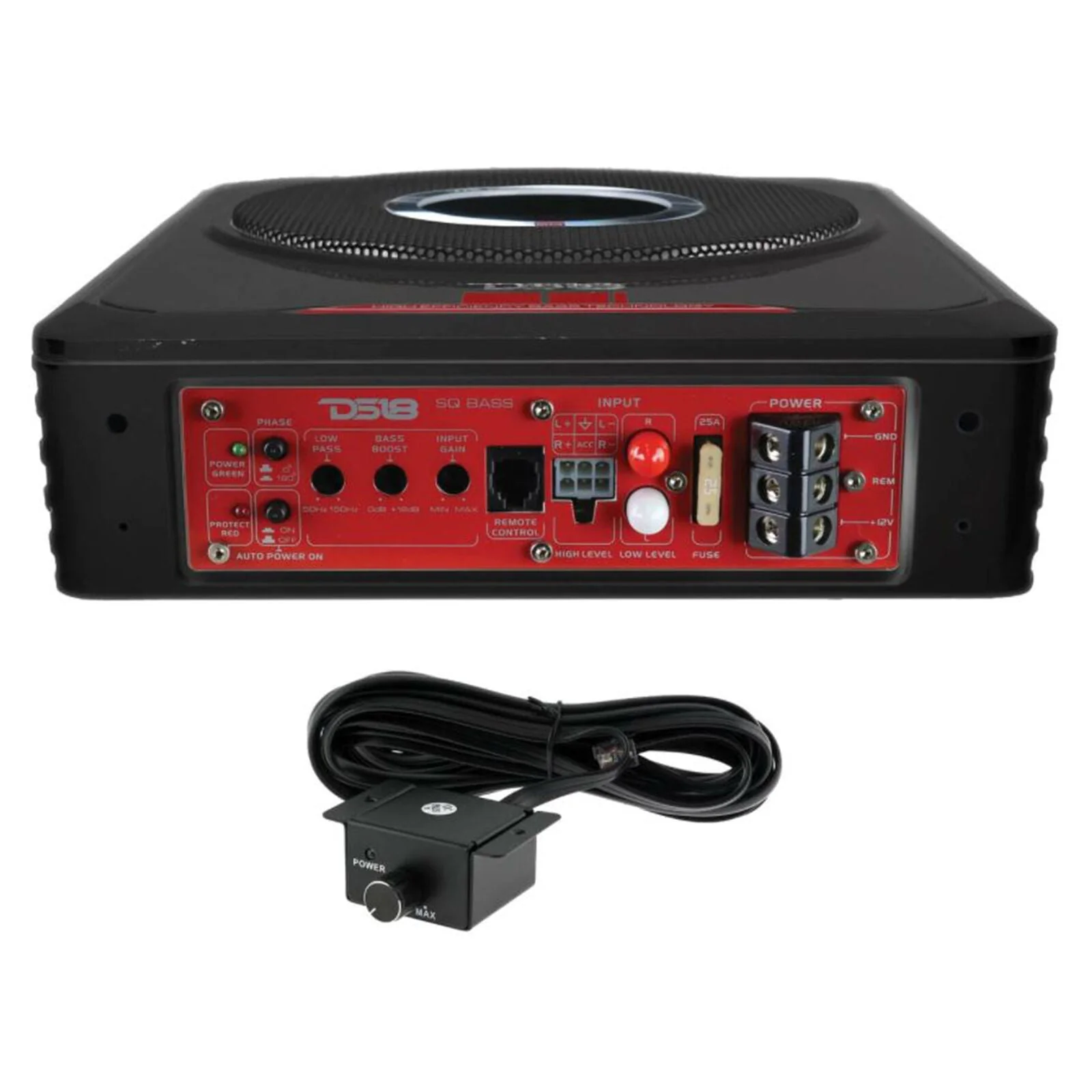 DS18 8" 600W Under-Seat Compact Car Amplified Black Subwoofer SQBASS8 - Image 2