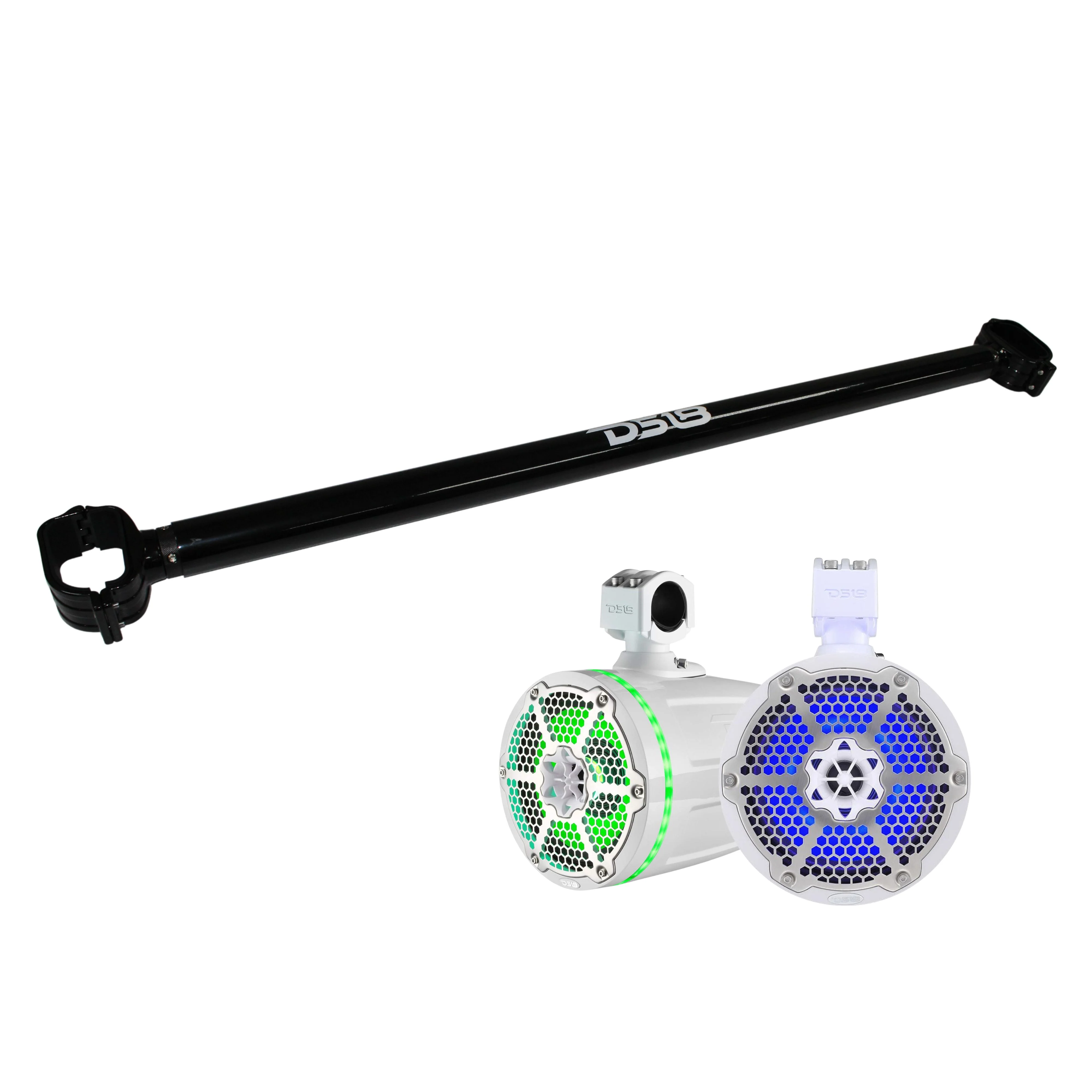8" Marine RGB Tower Neo Speaker Pair w/Mounting Tube for 6th Gen Bronco DS18 WHT