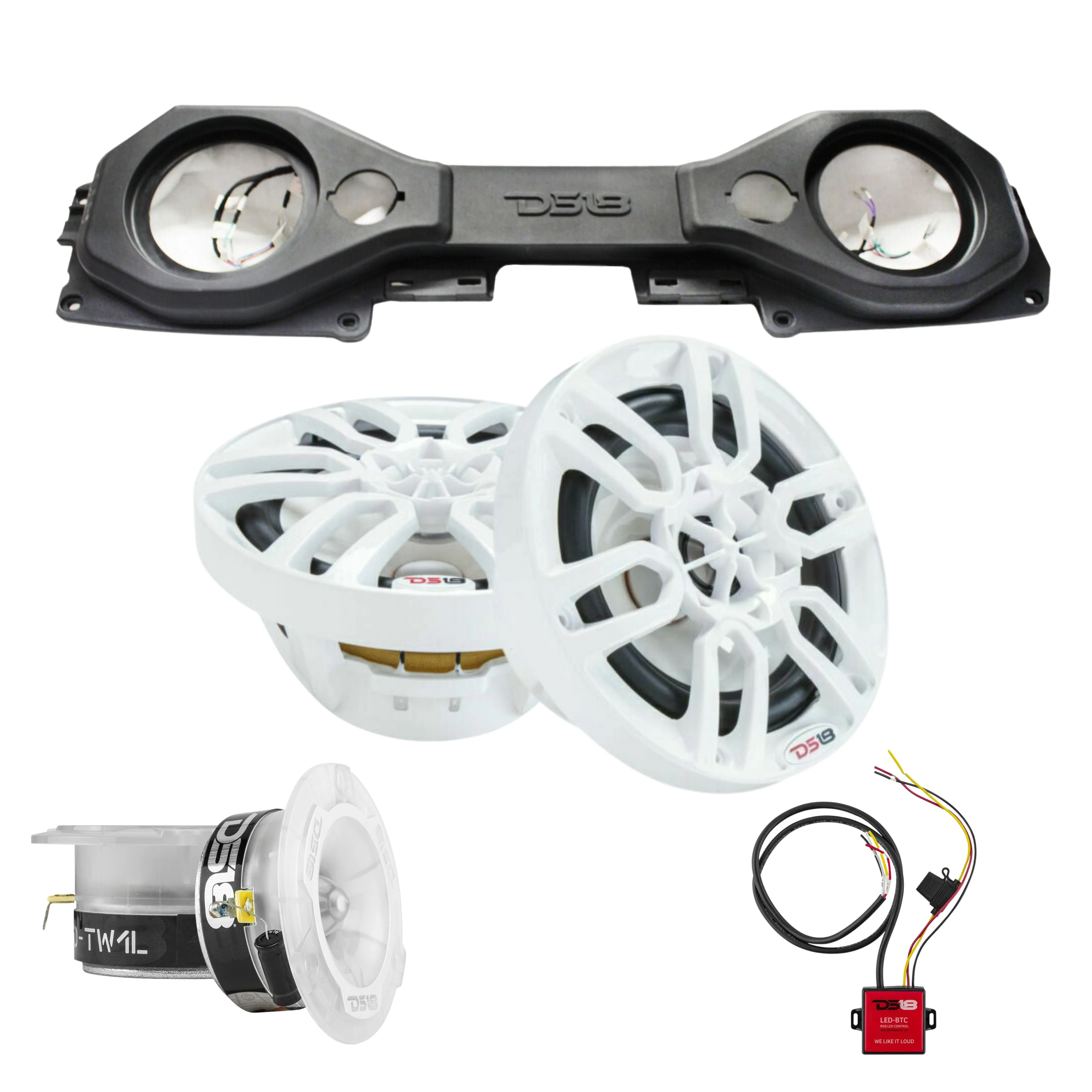DS18 8"Jeep JL Sound Bar Package w/ Marine Speakers/Tweeters/RGB LED Controller - Image 3