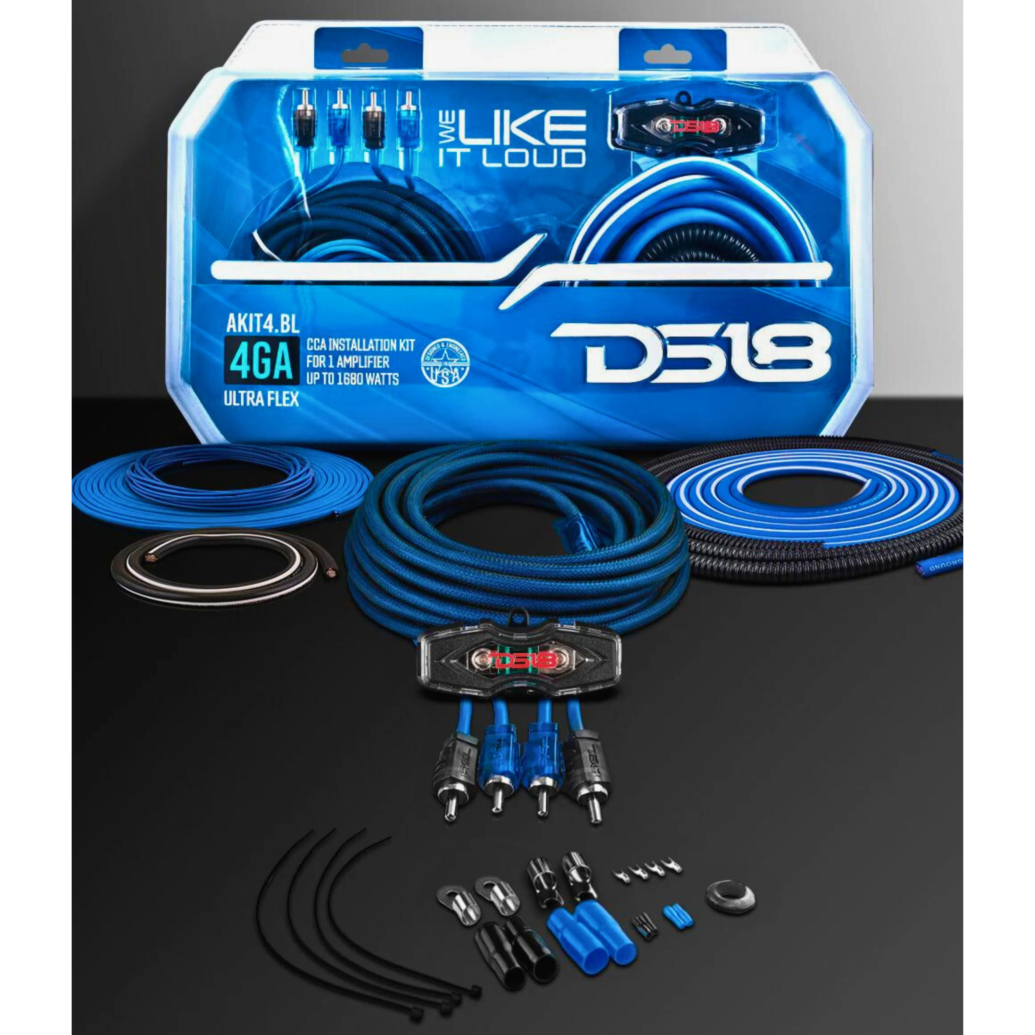 DS18 AKIT4 CCA 4-Gauge Amplifier Installation Kit - Blue / DS-AKIT4-BL - Image 7