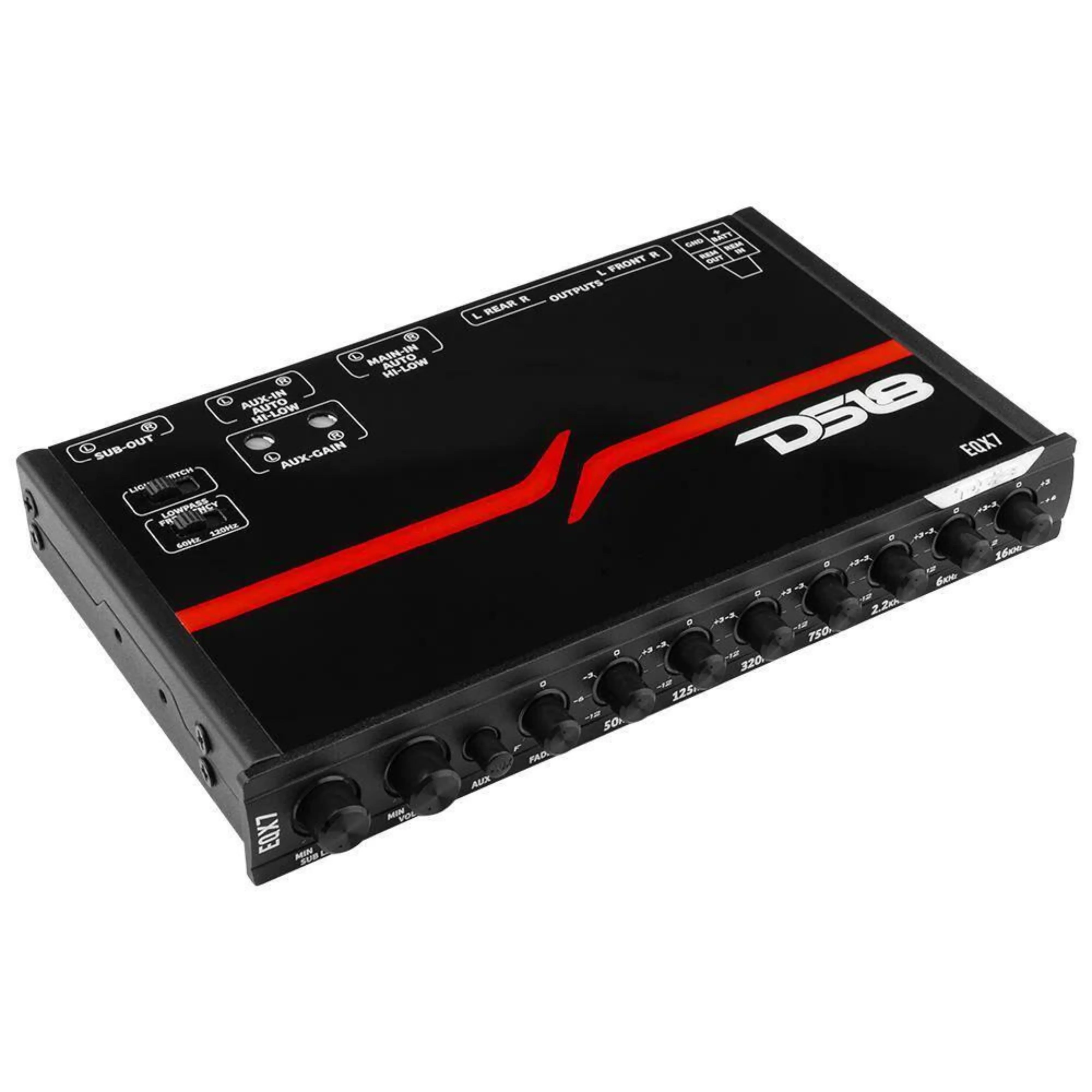 DS18 High Volt 1/2 Din 7 Band Stereo Equalizer with Subwoofer Control EQX7