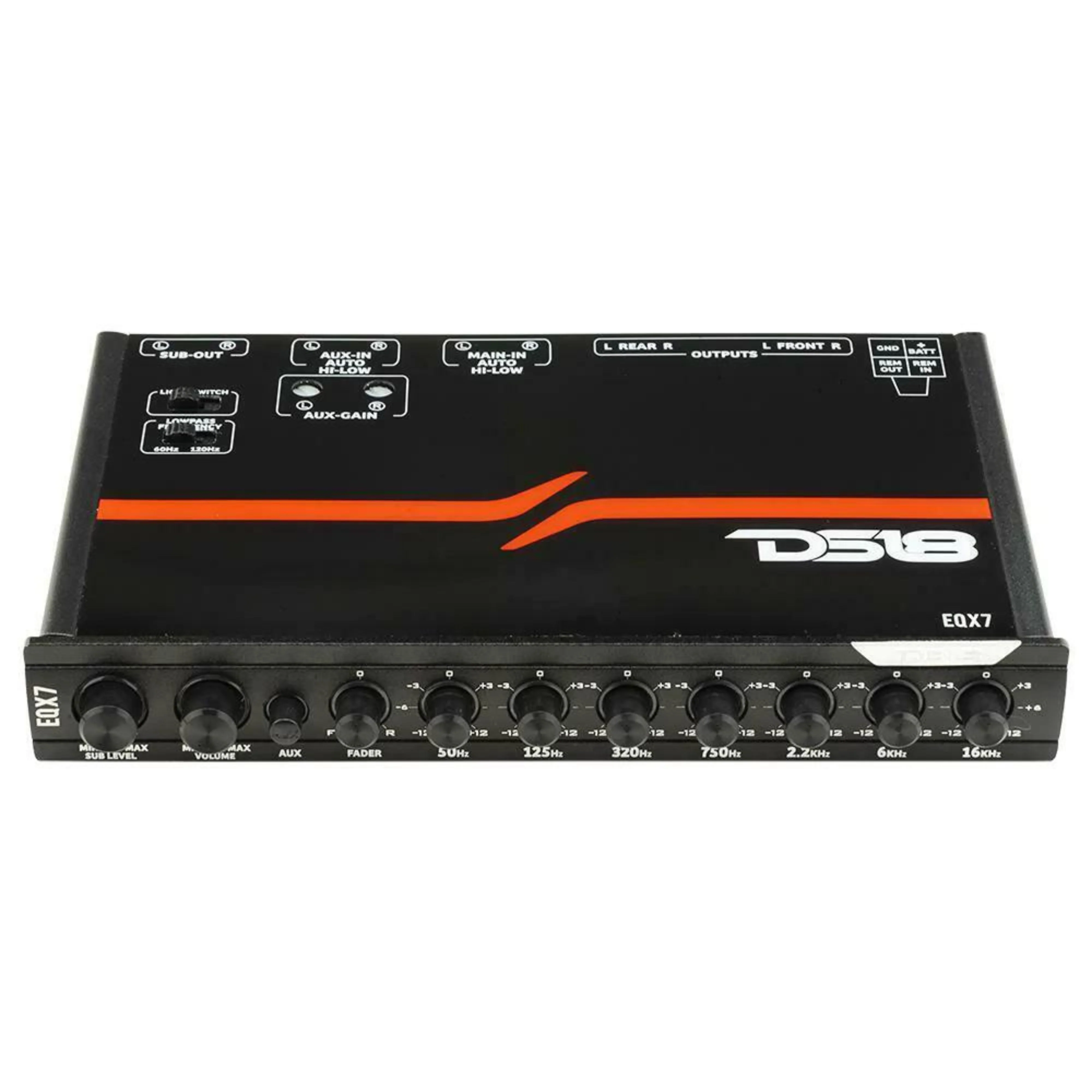 DS18 High Volt 1/2 Din 7 Band Stereo Equalizer with Subwoofer Control EQX7 - Image 2