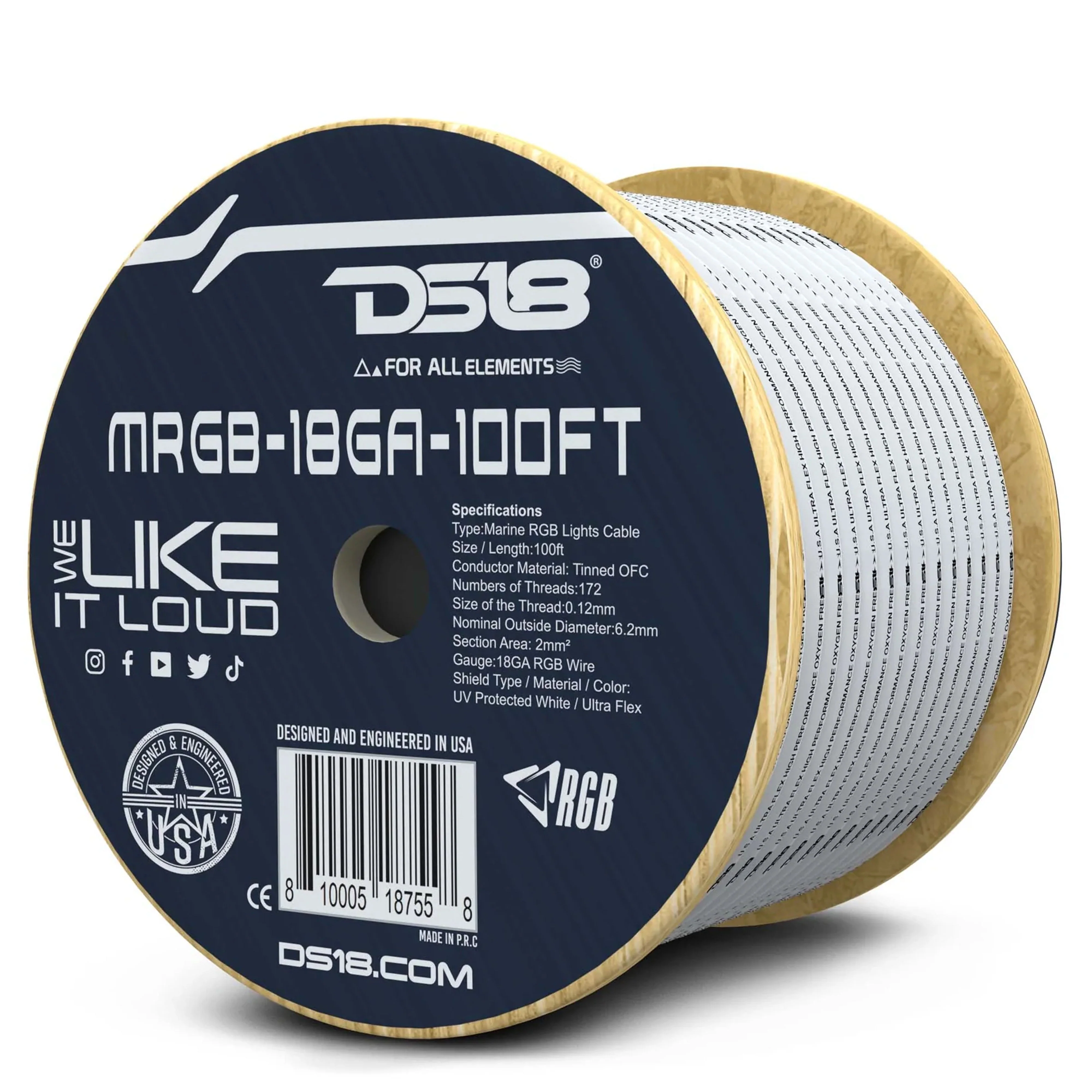 DS18 Hydro Marine & Powersport 18GA RBG LED Wire Tinned Oxygen Free Copper 100FT - Image 5