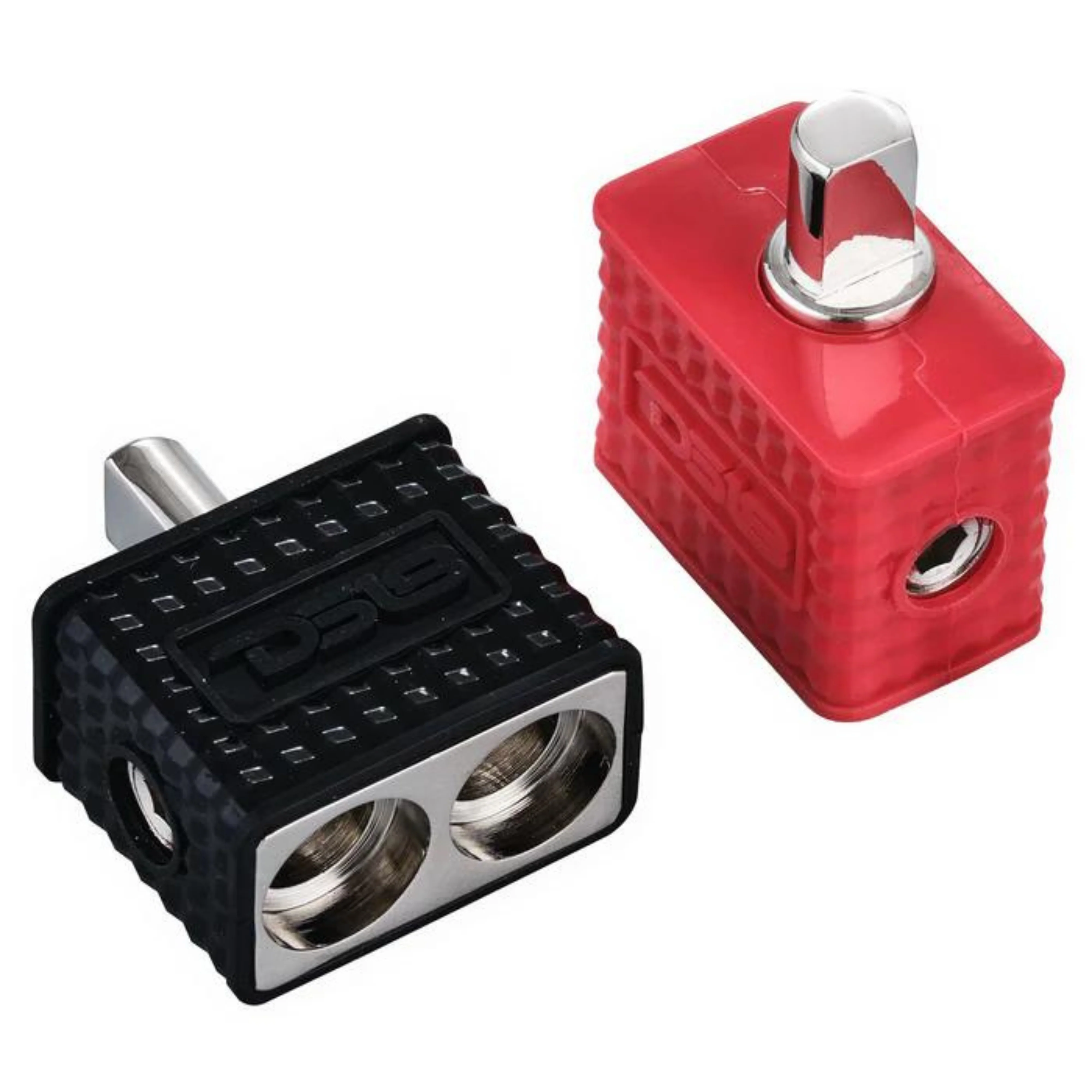 DS18 Pair of Dual 0GA to 0GA Amp Input Reducers w/ Offset Stub & Silicone Cover - Image 4
