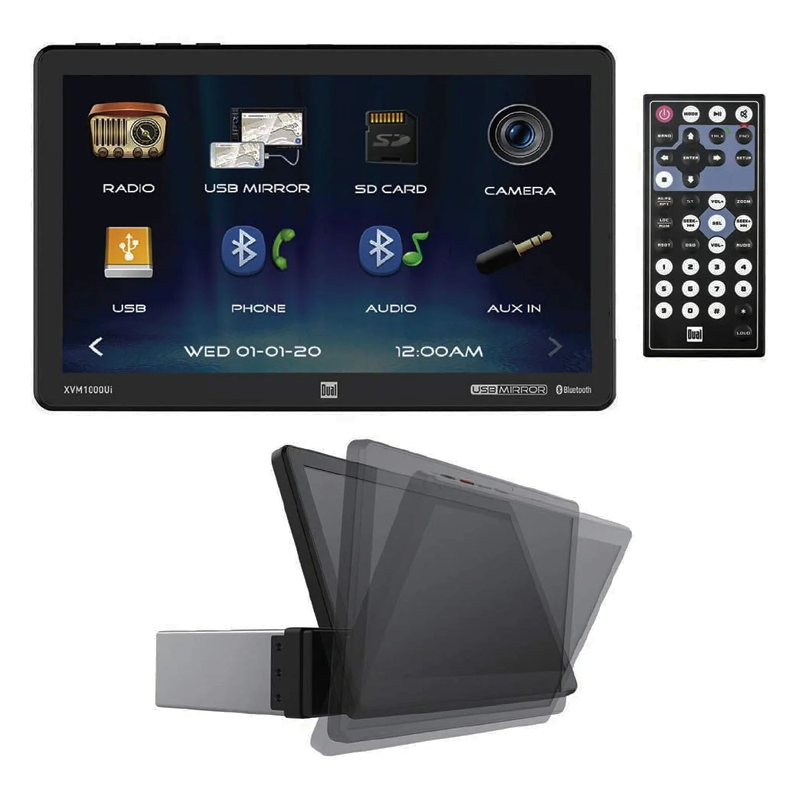 Dual XVM1000UI 10" Touchscreen Bluetooth Single Din Digital Multimedia Receiver - Image 3