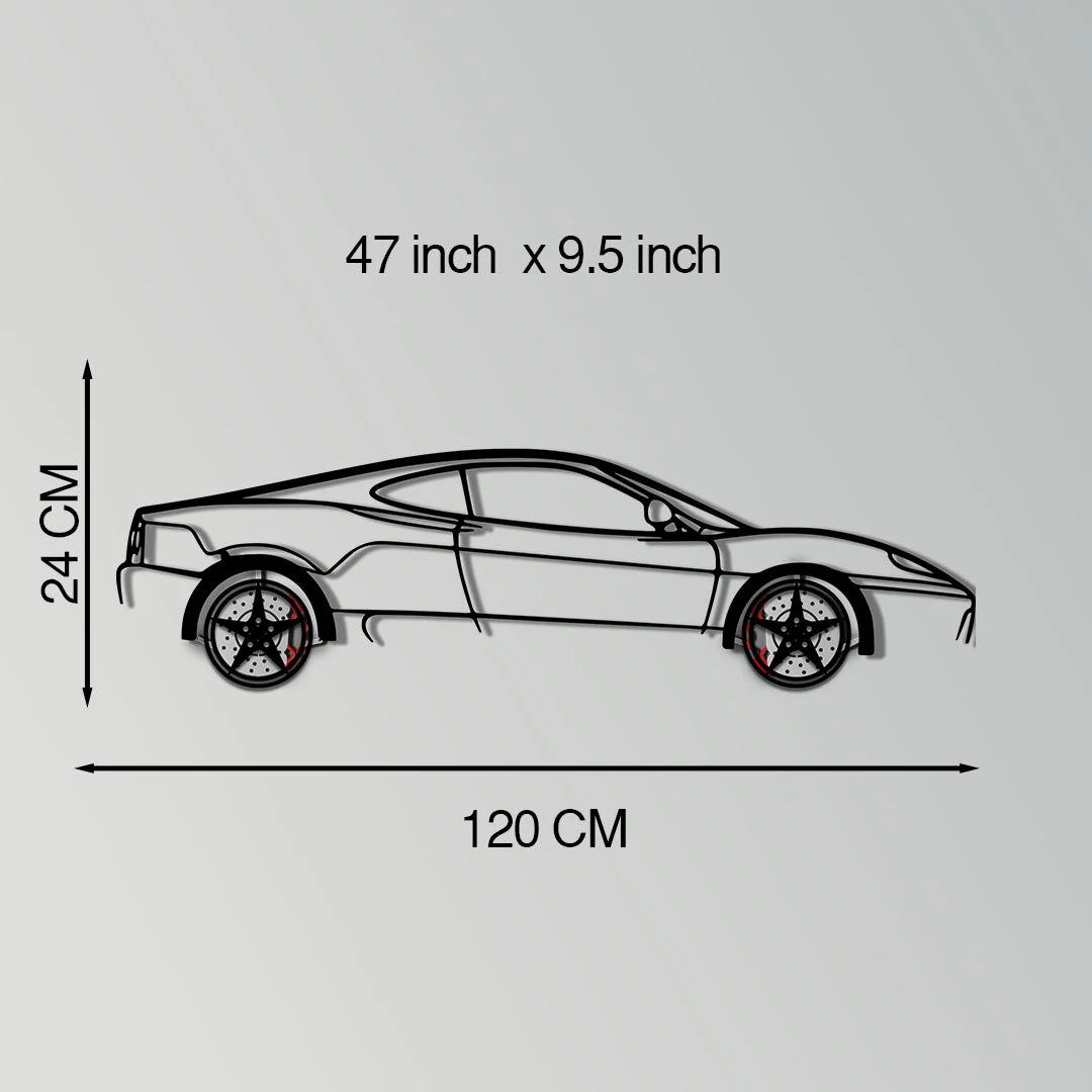 Ferrari 360 Modena Metal Car Wall Art with Rotating Wheels - Italian V8 Supercar Silhouette - Interactive Automotive Decor - KAFMEKA122 - Image 11