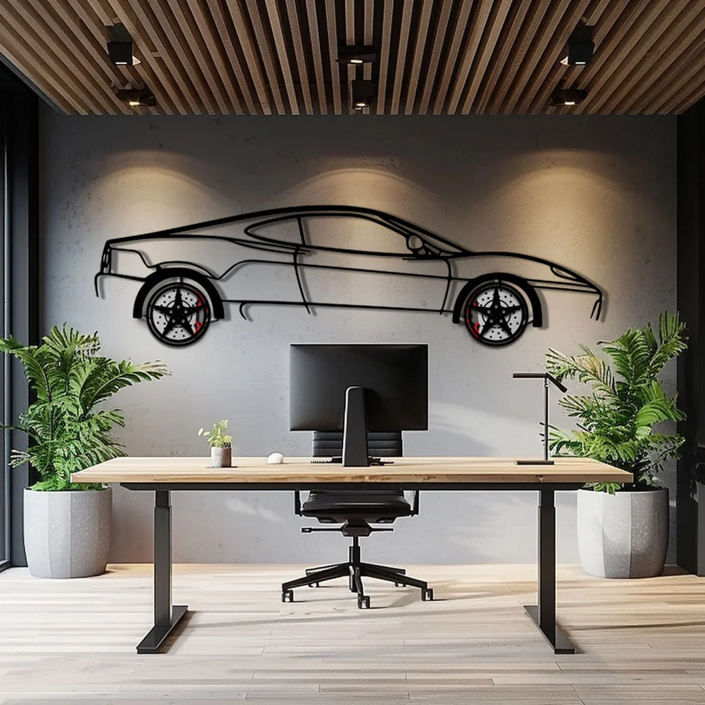 Ferrari 360 Modena Metal Car Wall Art with Rotating Wheels - Italian V8 Supercar Silhouette - Interactive Automotive Decor - KAFMEKA122 - Image 9