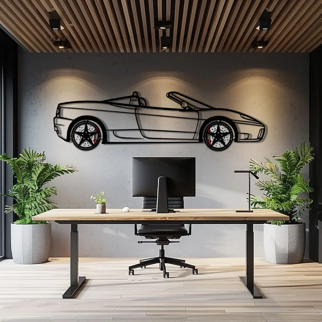 Ferrari 458 Italia Metal Car Wall Art with Rotating Wheels - V8 Supercar Silhouette Decor - Interactive Automotive Wall Art - KAFMEKA124 - Image 3