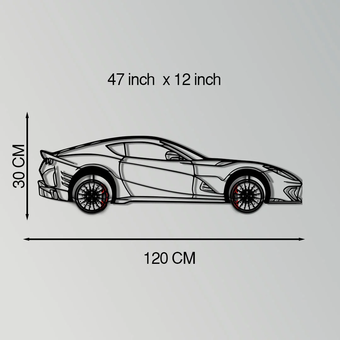 Ferrari 812 Superfast / F12 Metal Car Wall Art with Rotating Wheels - V12 Grand Tourer Silhouette - Interactive Automotive Wall Decor - KAFMEKA127 - Image 11