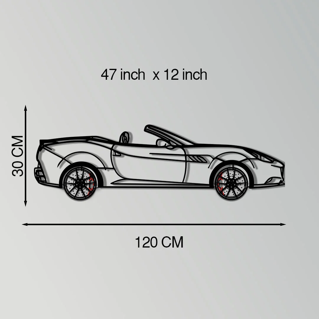 Ferrari California Metal Car Wall Art with Rotating Wheels - Italian V8 Grand Tourer Silhouette - Interactive Automotive Wall Decor - KAFMEKA130 - Image 11