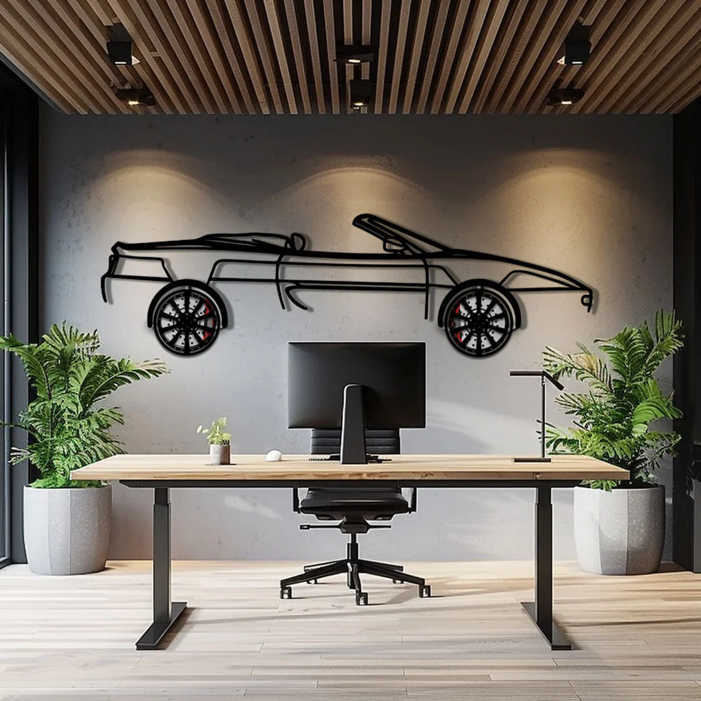 Ferrari F355 Spider Metal Car Wall Art with Rotating Wheels - Classic Italian Convertible Silhouette - Interactive Automotive Decor - KAFMEKA131 - Image 9
