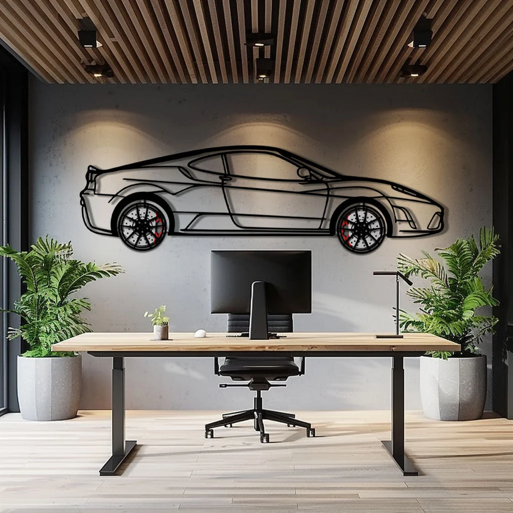 Ferrari F430 Scuderia Metal Car Wall Art with Rotating Wheels - Track-Focused V8 Silhouette - Interactive Automotive Wall Art - KAFMEKA133 - Image 9