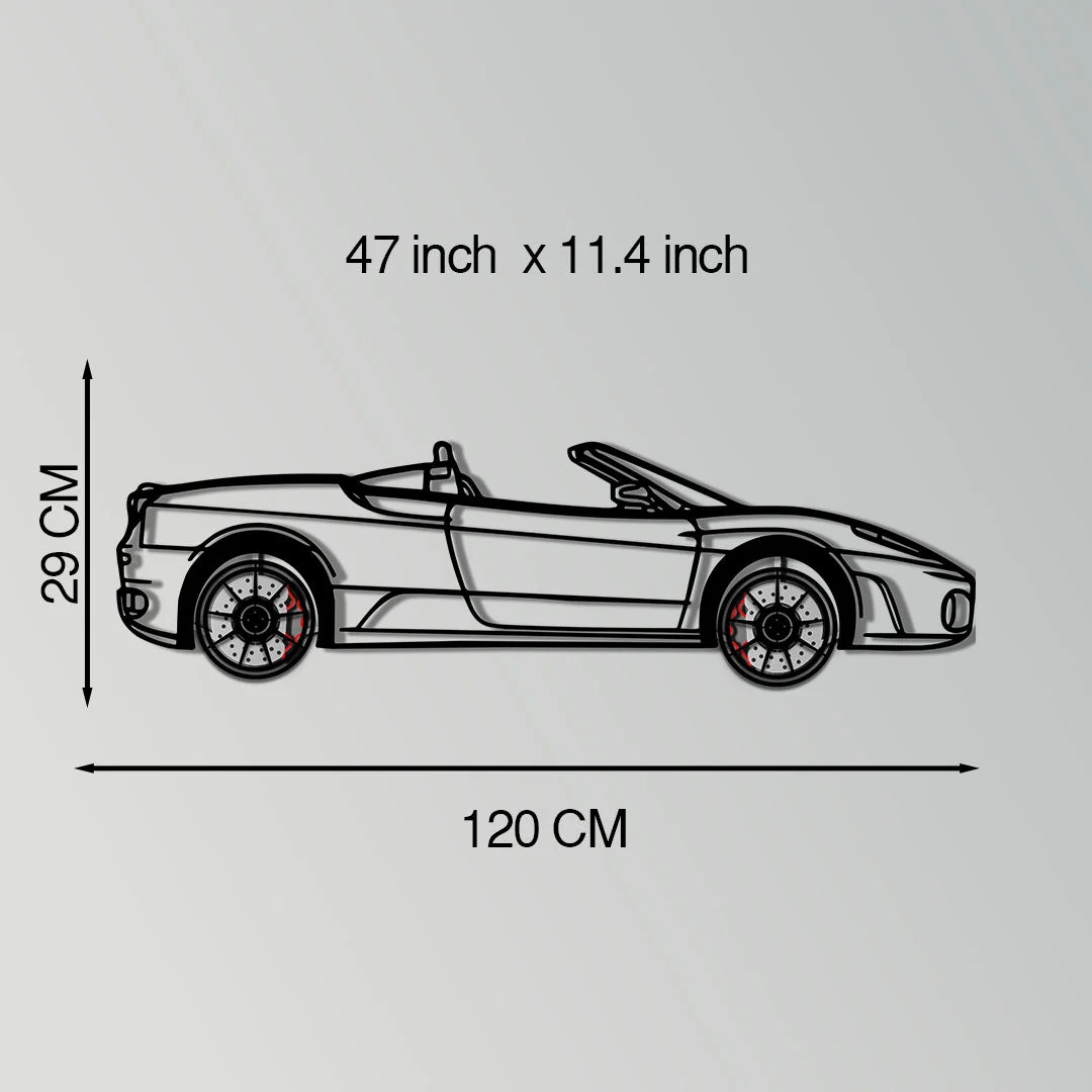 Ferrari F430 Spider Metal Car Wall Art with Rotating Wheels - Italian Convertible Supercar Silhouette - Interactive Automotive Wall Decor - KAFMEKA134 - Image 11