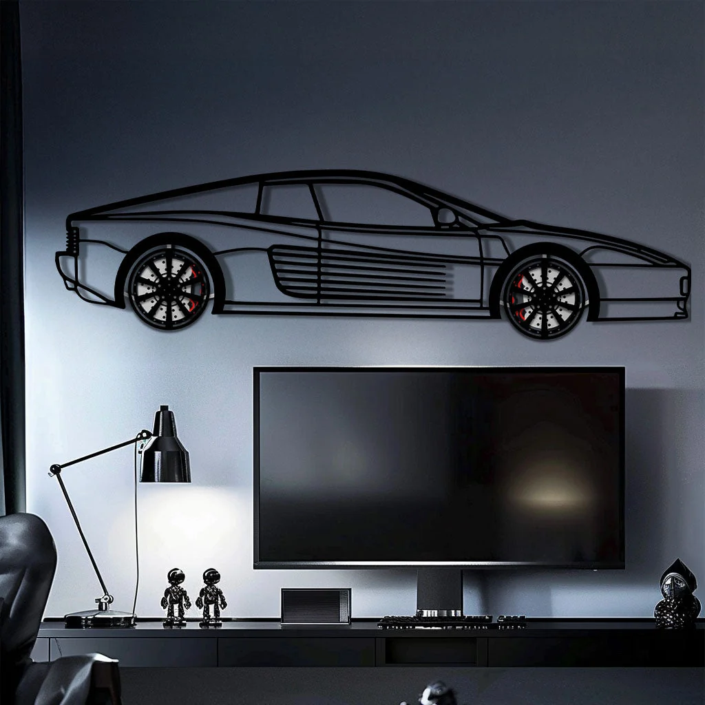 Ferrari Testarossa Metal Car Wall Art with Rotating Wheels - Iconic 80s Supercar Silhouette - Interactive Retro Automotive Decor - KAFMEKA136 - Image 10