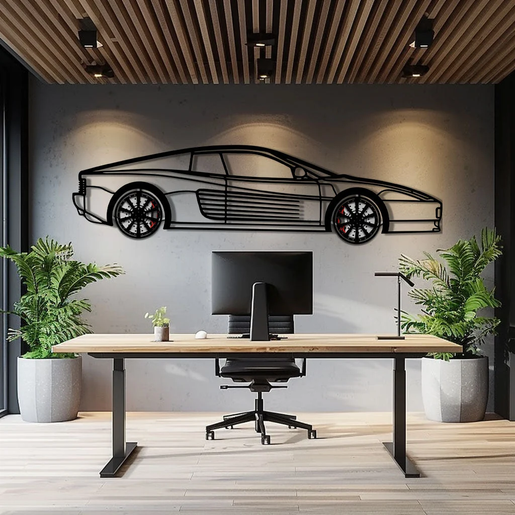 Ferrari Testarossa Metal Car Wall Art with Rotating Wheels - Iconic 80s Supercar Silhouette - Interactive Retro Automotive Decor - KAFMEKA136 - Image 9