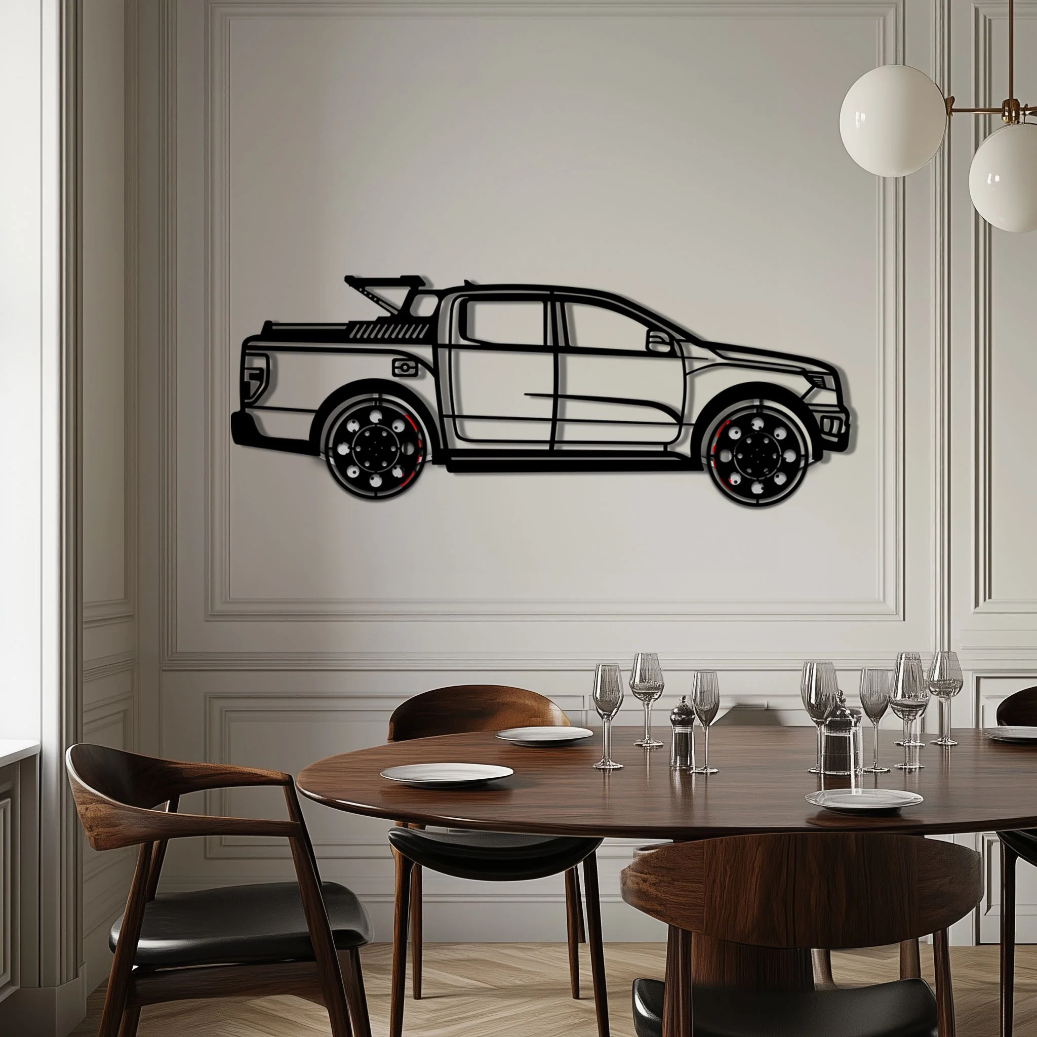 Ford F-150 Metal Truck Wall Art with Rotating Wheels - Iconic American Pickup Silhouette - Interactive Automotive Wall Decor - KAFMEKA138 - Image 3