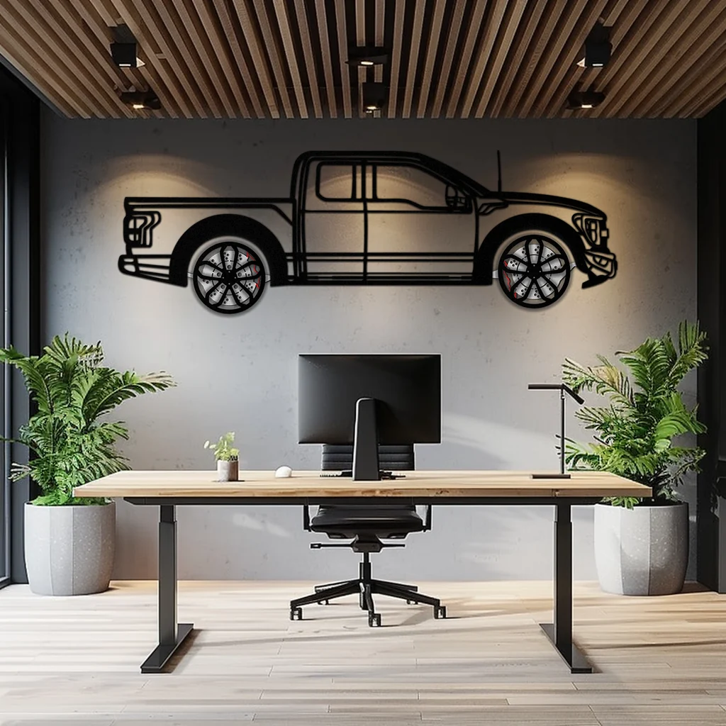Ford F-150 Raptor Metal Wall Art with Rotating Wheels - 3D Interactive Truck Silhouette - Garage & Office Decor-KAFMEKA085 - Image 10