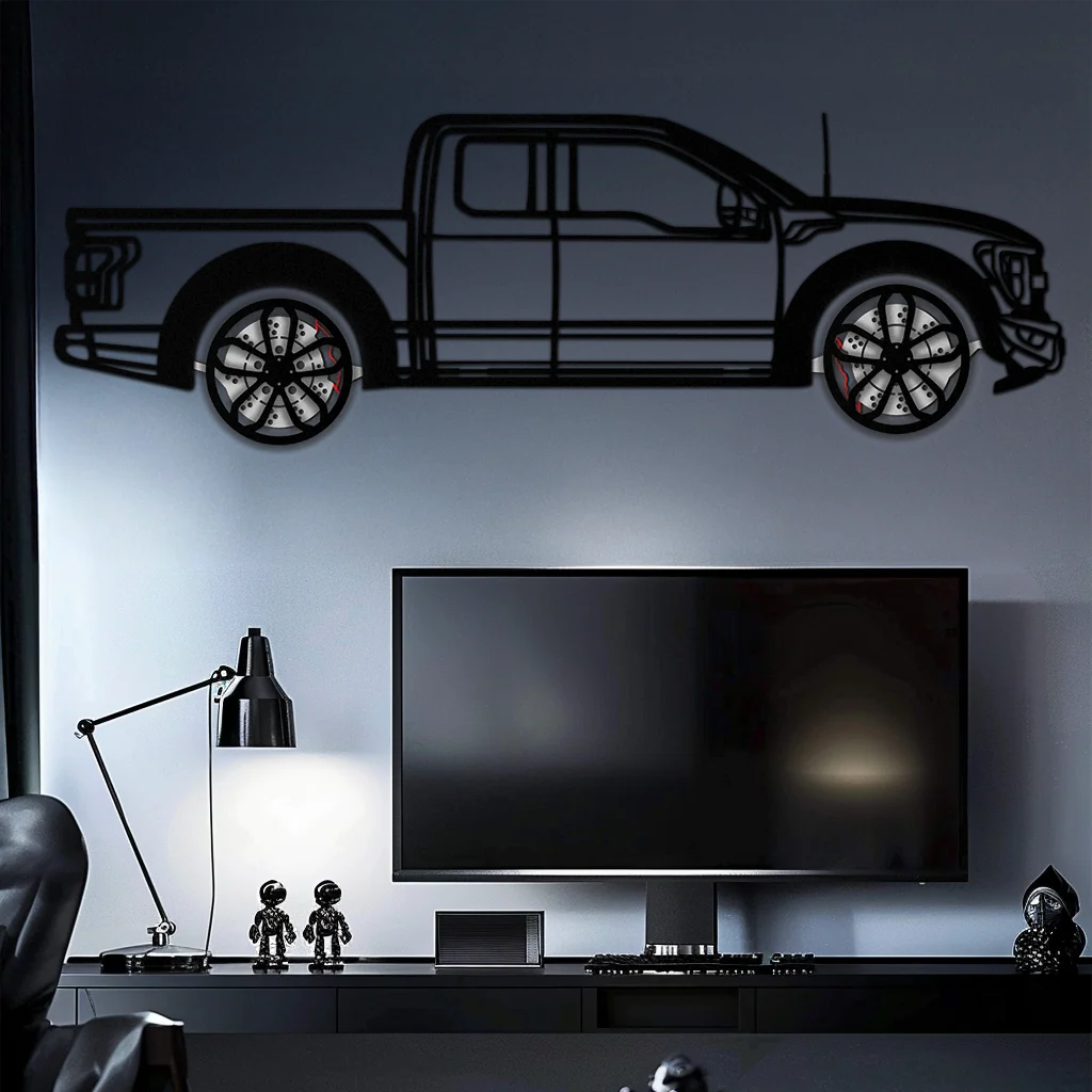 Ford F-150 Raptor Metal Wall Art with Rotating Wheels - 3D Interactive Truck Silhouette - Garage & Office Decor-KAFMEKA085 - Image 2