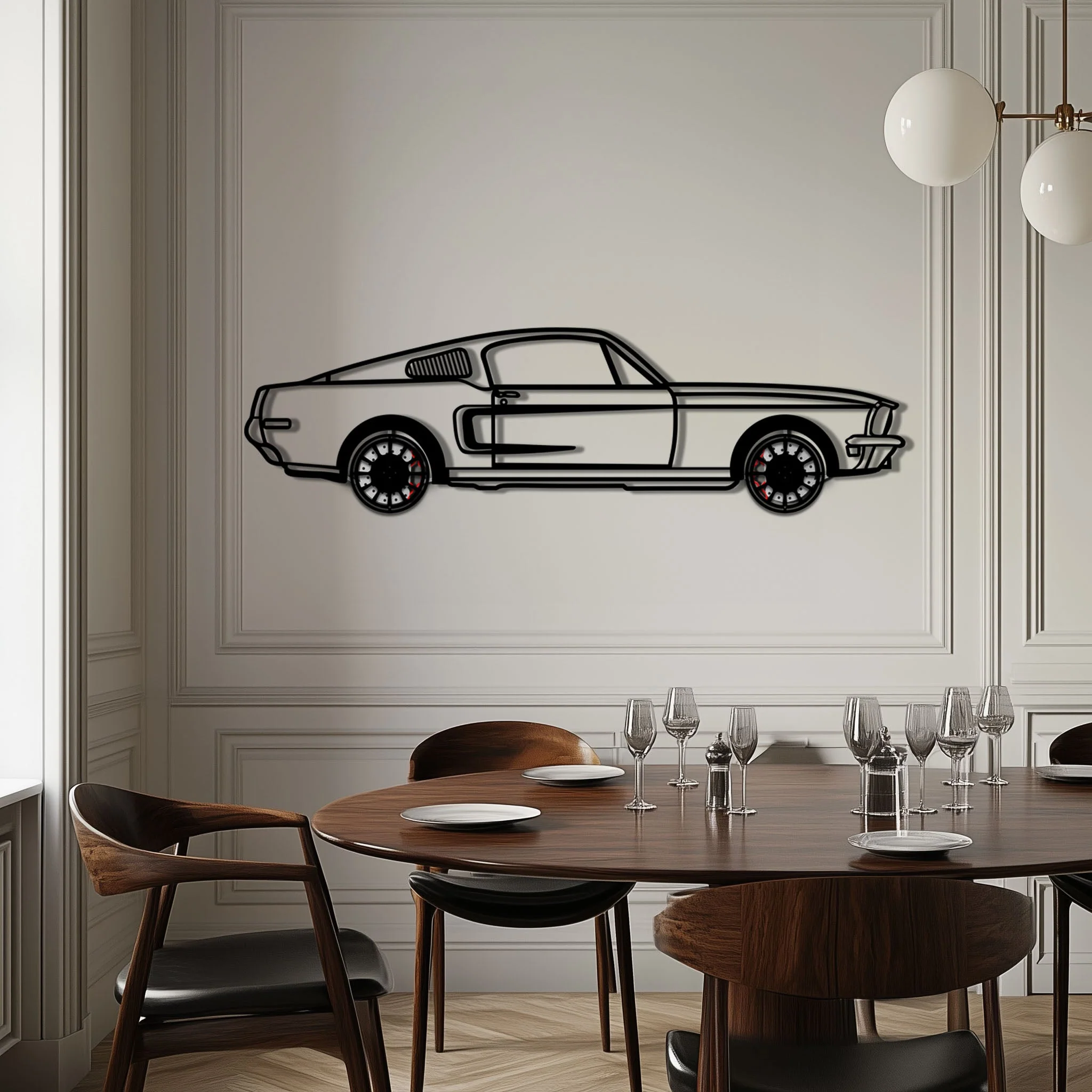 Ford Mustang GT Metal Car Wall Art with Rotating Wheels - Classic American Muscle Silhouette - Interactive Automotive Wall Decor - KAFMEKA137 - Image 3