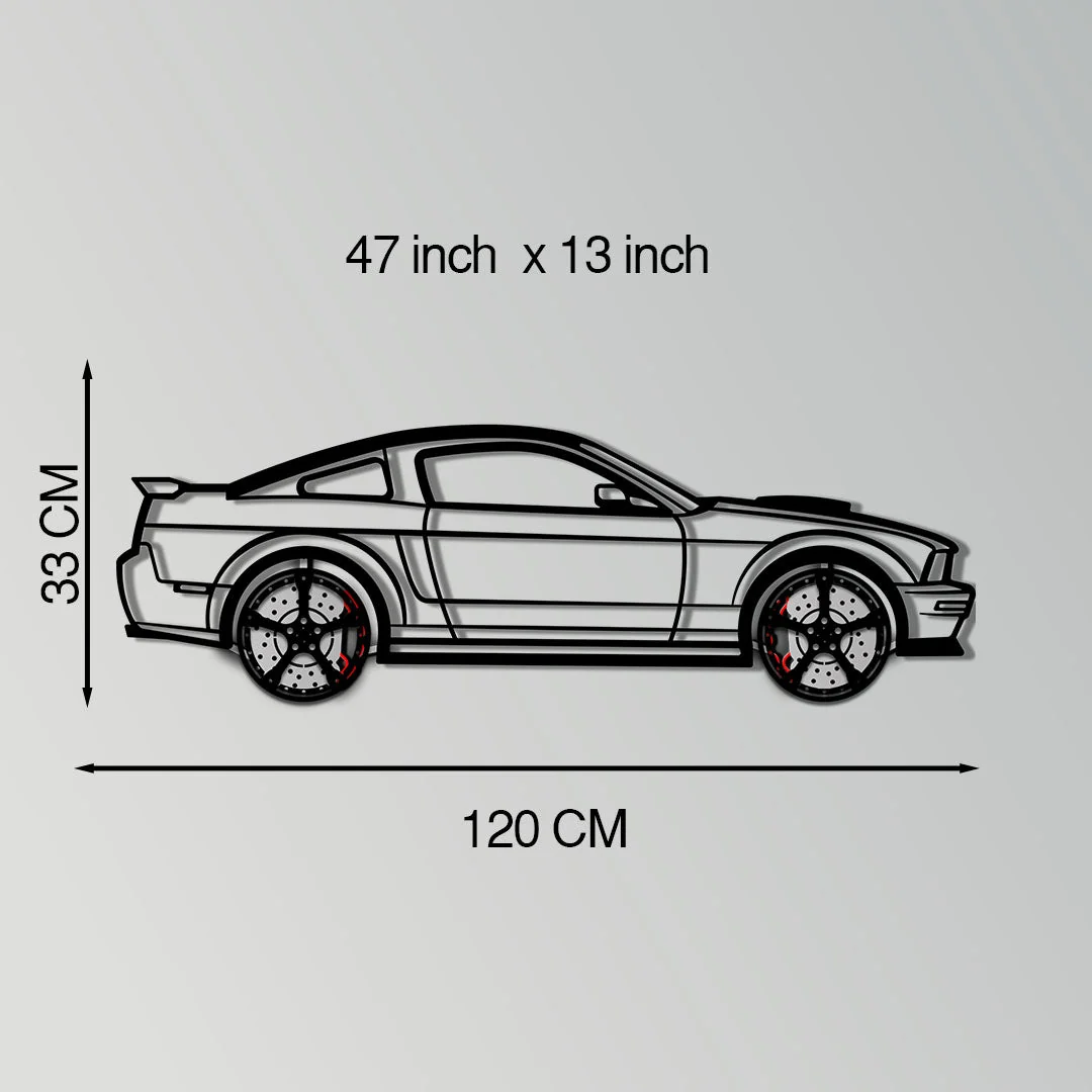 Ford Mustang GTR (2008) Metal Car Wall Art with Rotating Wheels - Modern Muscle Silhouette Decor - Interactive Automotive Wall Art - KAFMEKA139 - Image 11