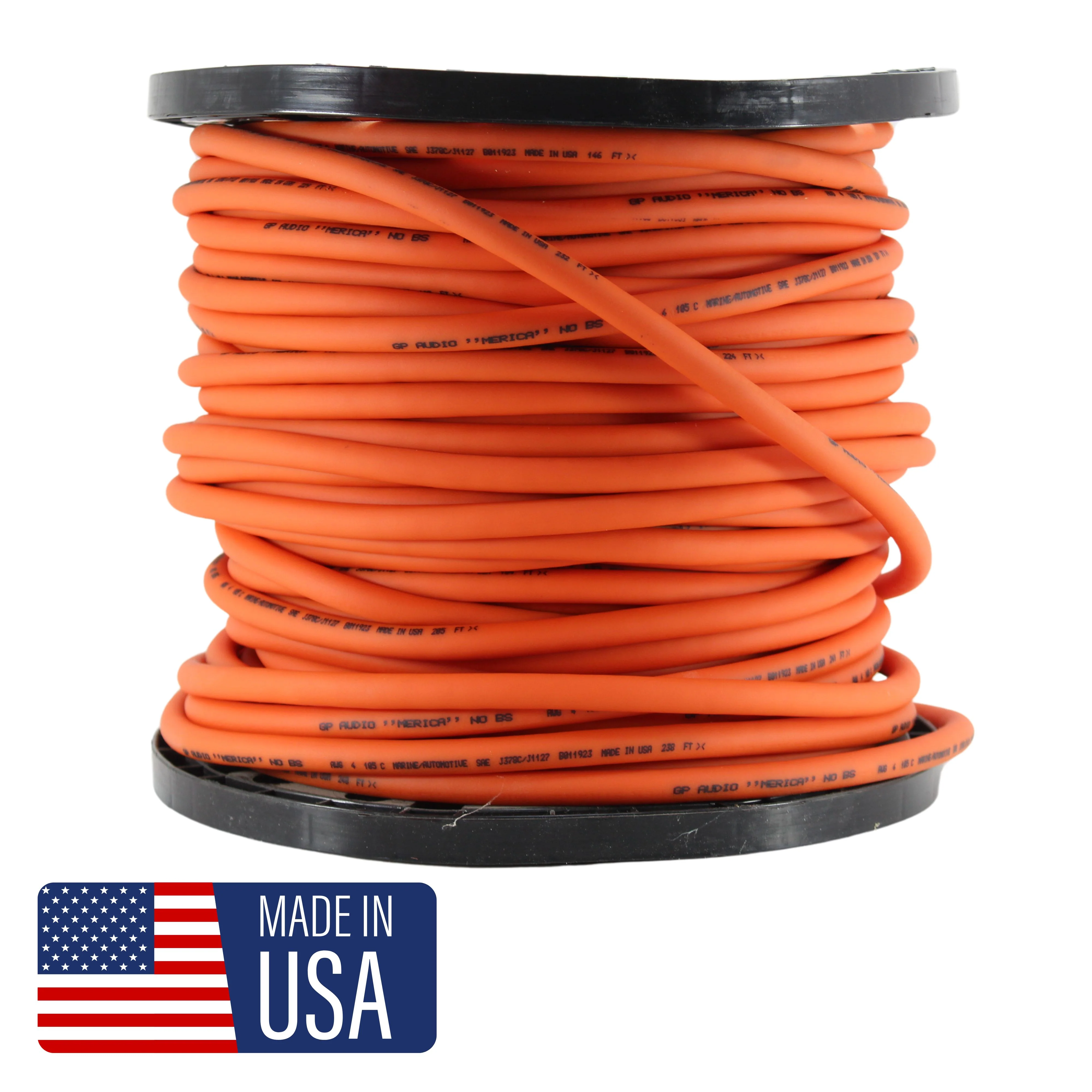 GP Car Audio 4 AWG 100% OFC Power/Ground Wire Orange Lot Cut By The Foot